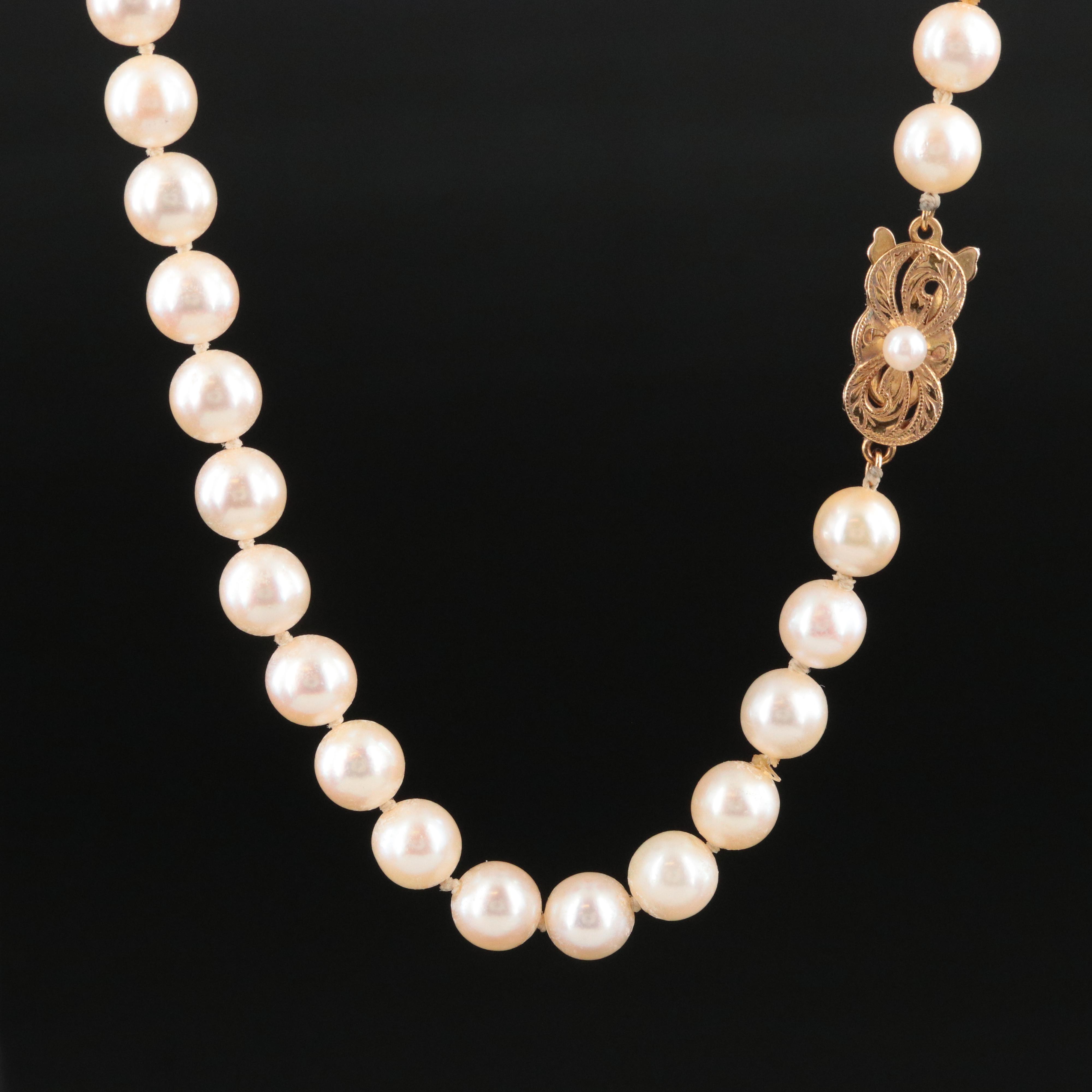 Mikimoto Pearl Necklace with 18K Clasp