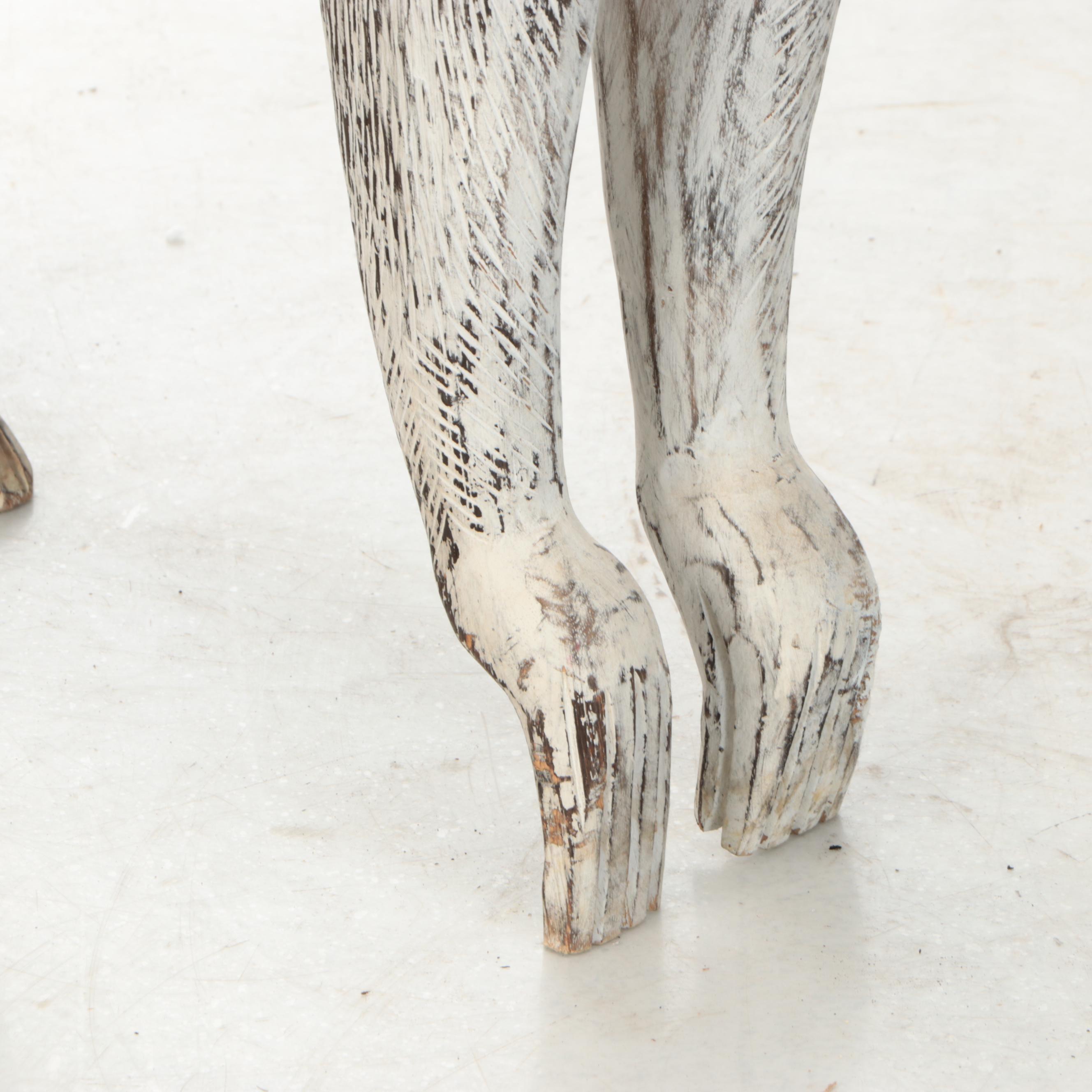 Southeast Asian Style Painted and Carved Wood Monkey Statues