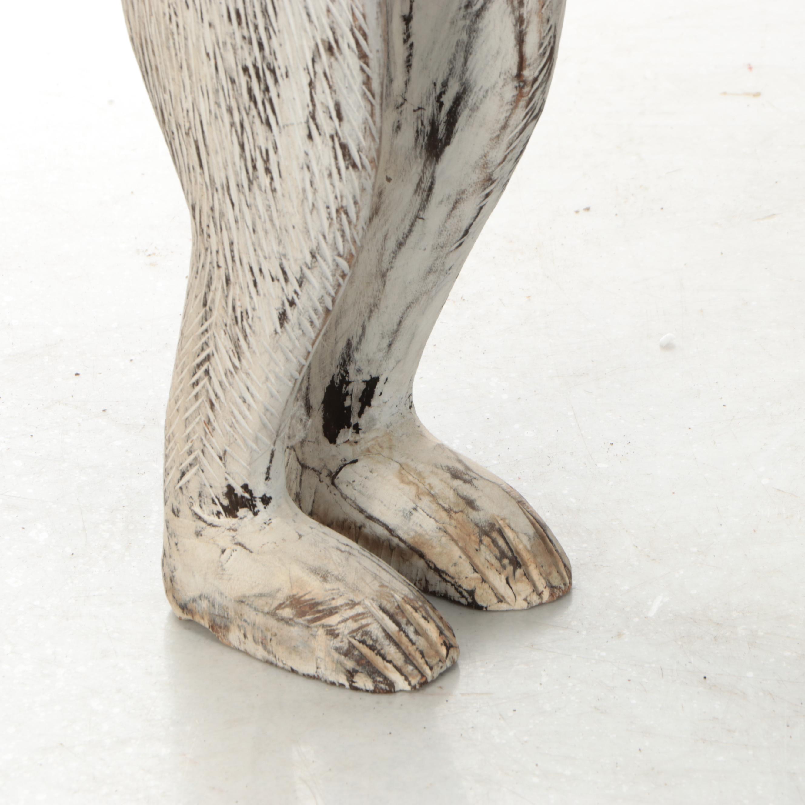 Southeast Asian Style Painted and Carved Wood Monkey Statues