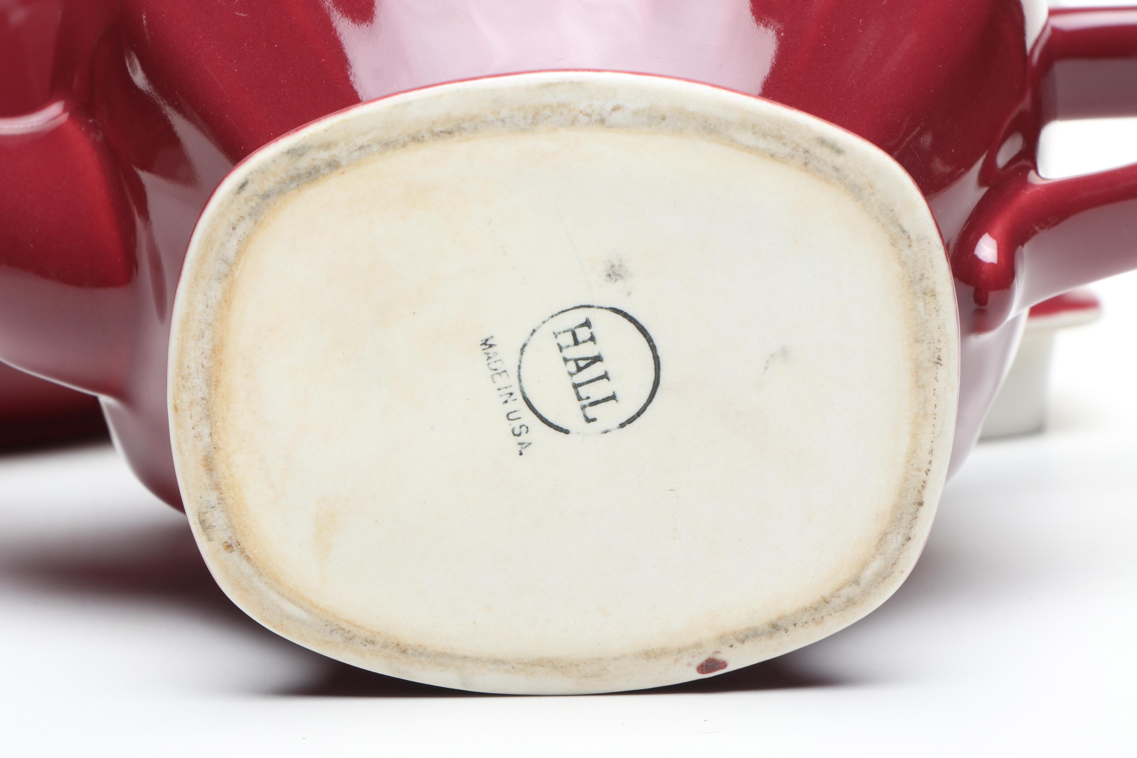 Vintage Hall Pottery Ceramic Teapots and Jugs with Other Molded Ceramic Pitcher