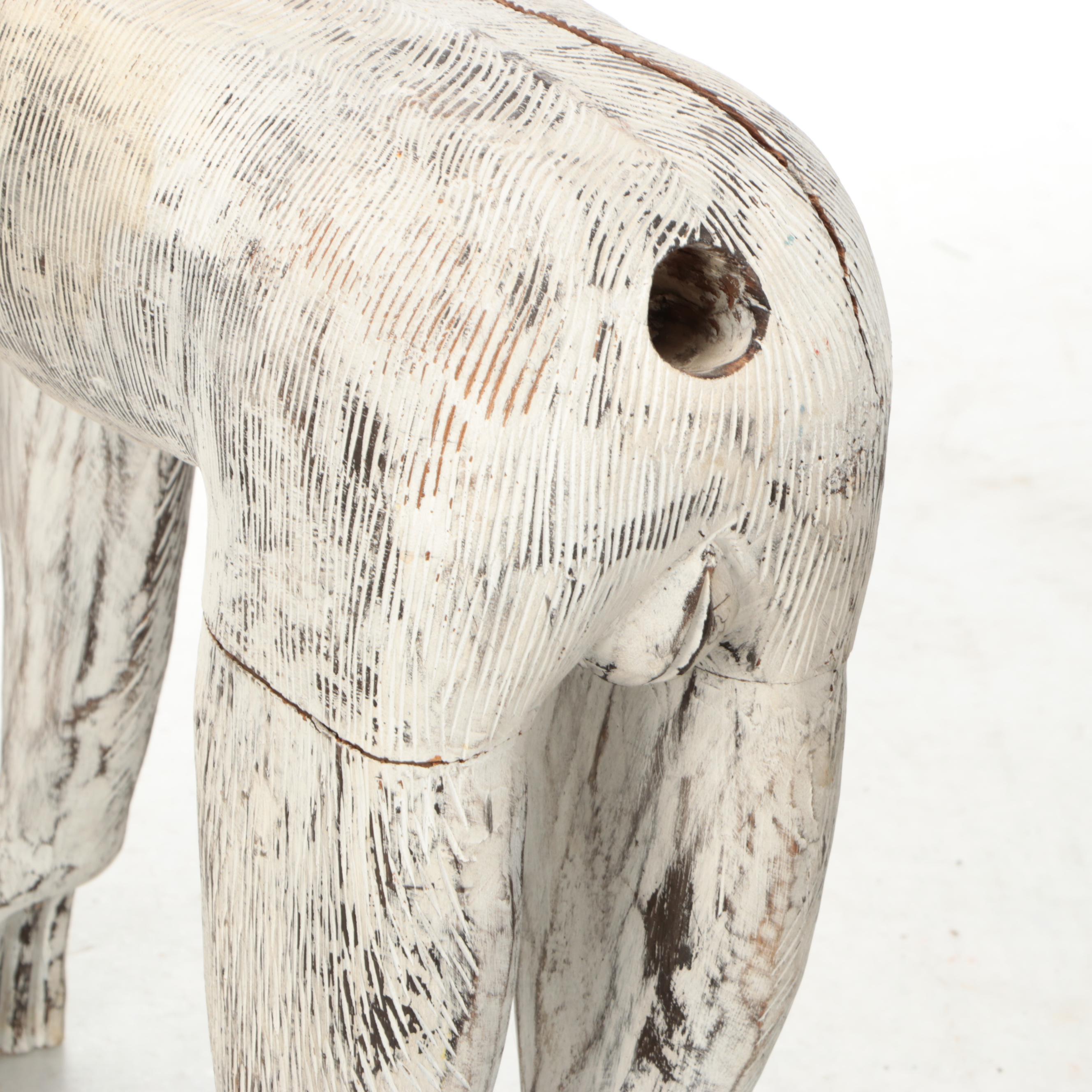 Southeast Asian Style Painted and Carved Wood Monkey Statues