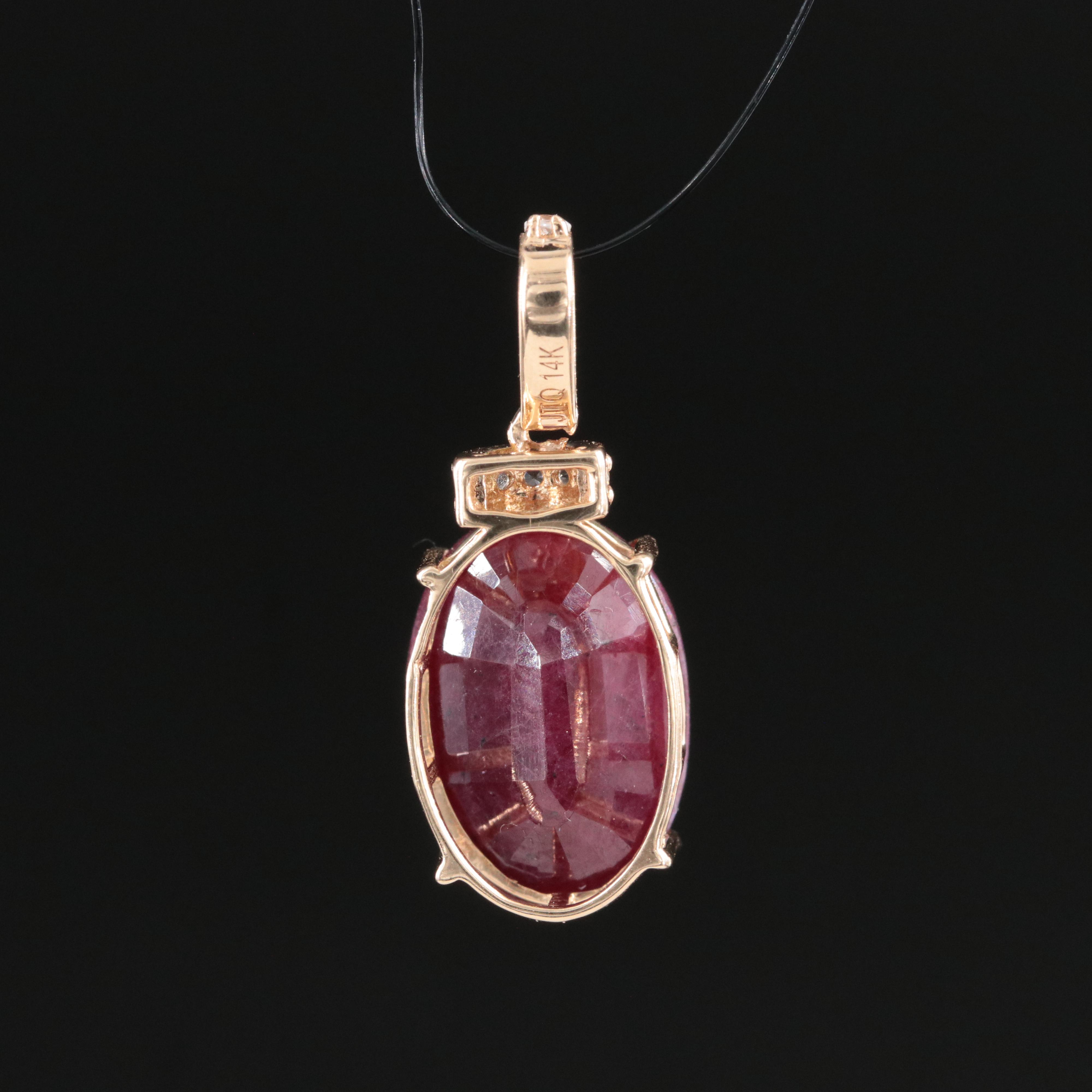 14K Filled Corundum and White Sapphire Pendant