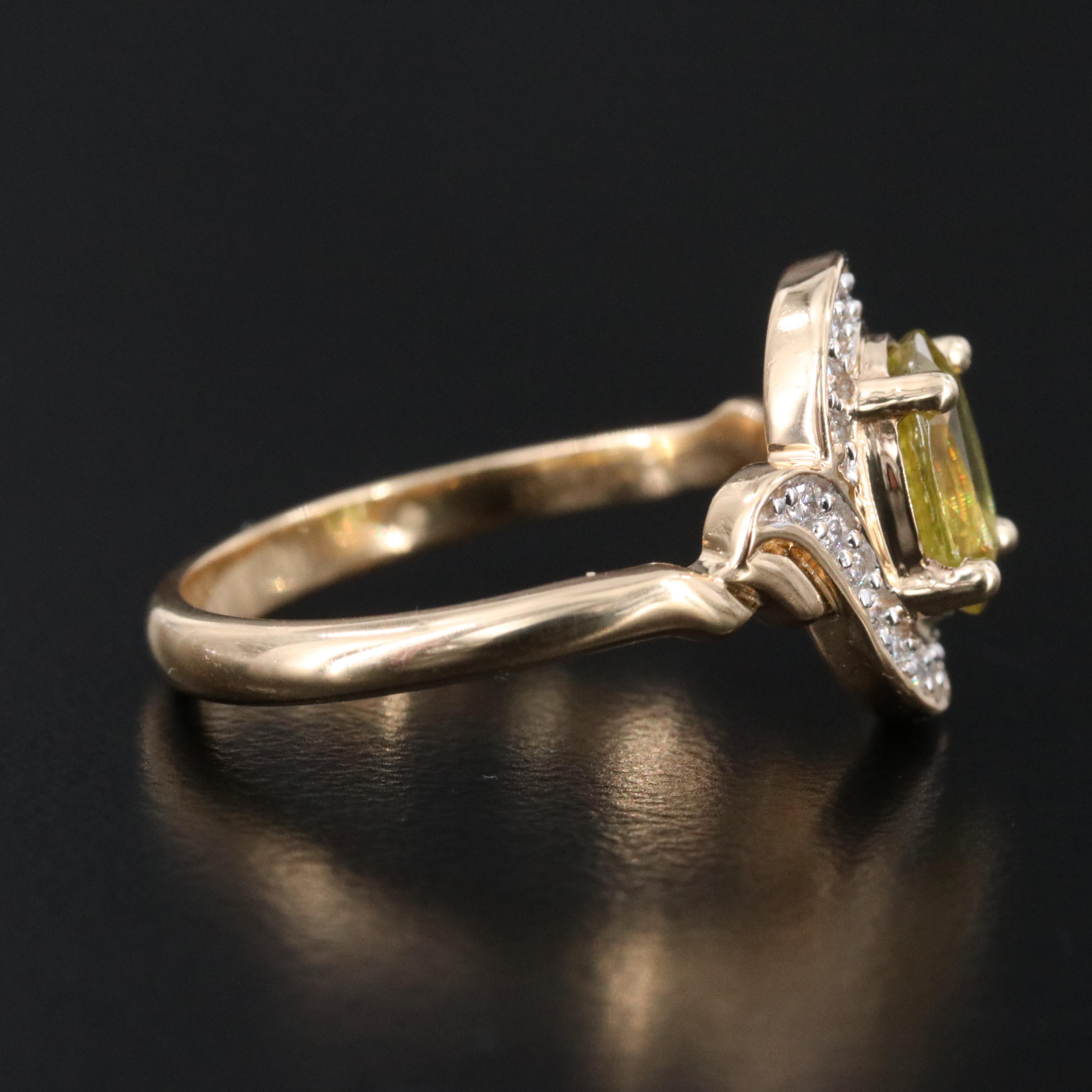 18K Sphene and Diamond Ring