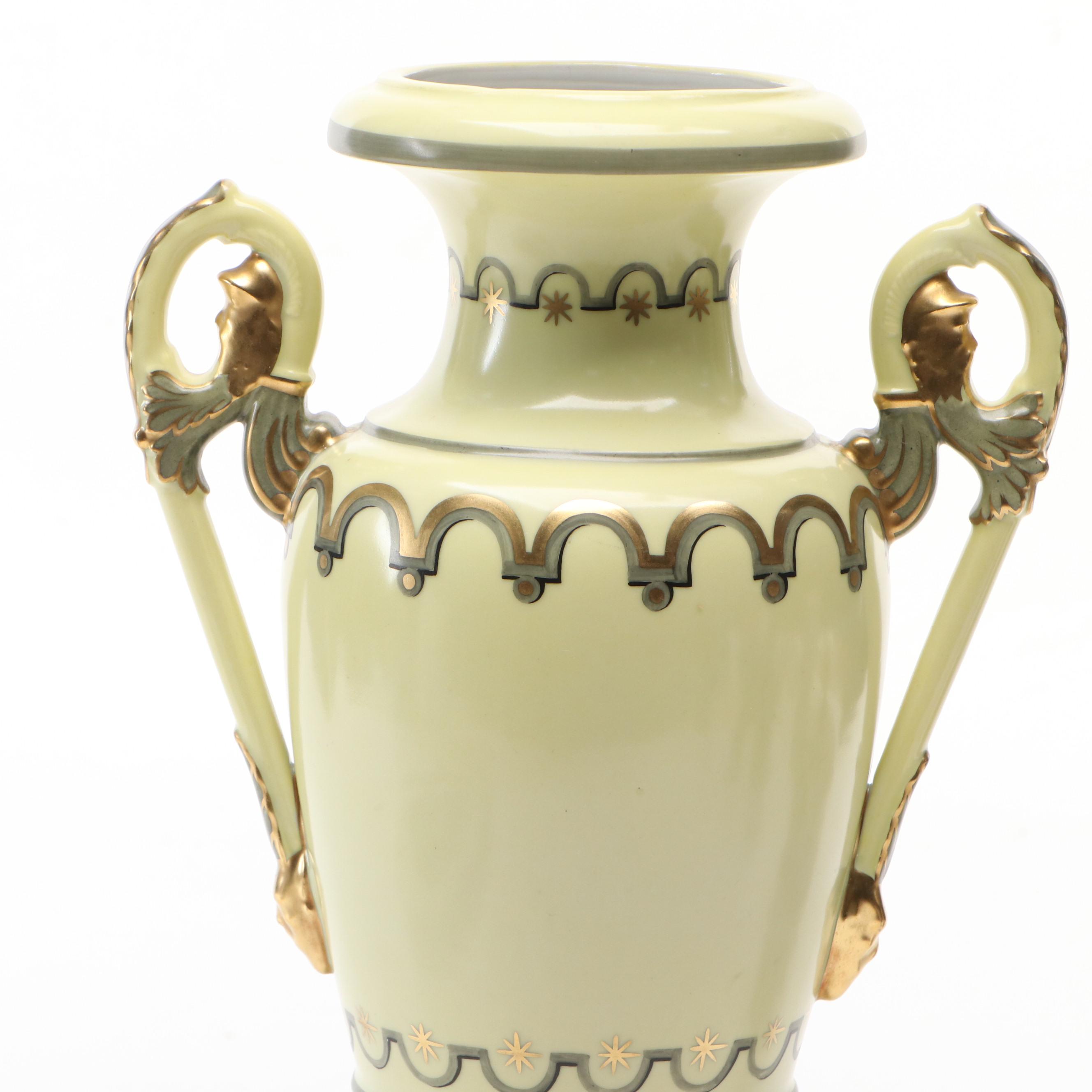 Porcelaine de Paris Urn with Hyalyn Dish and Other Ceramic Covered Jar