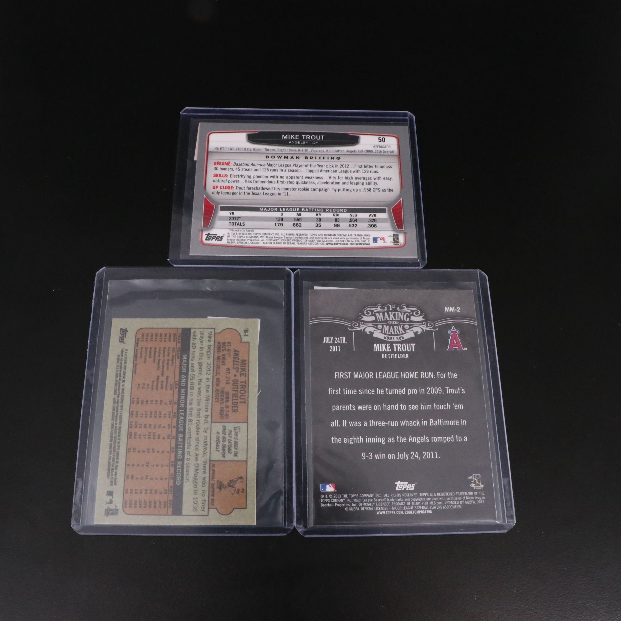 Bowman Chrome and Topps Mike Trout Baseball Cards, 2010s