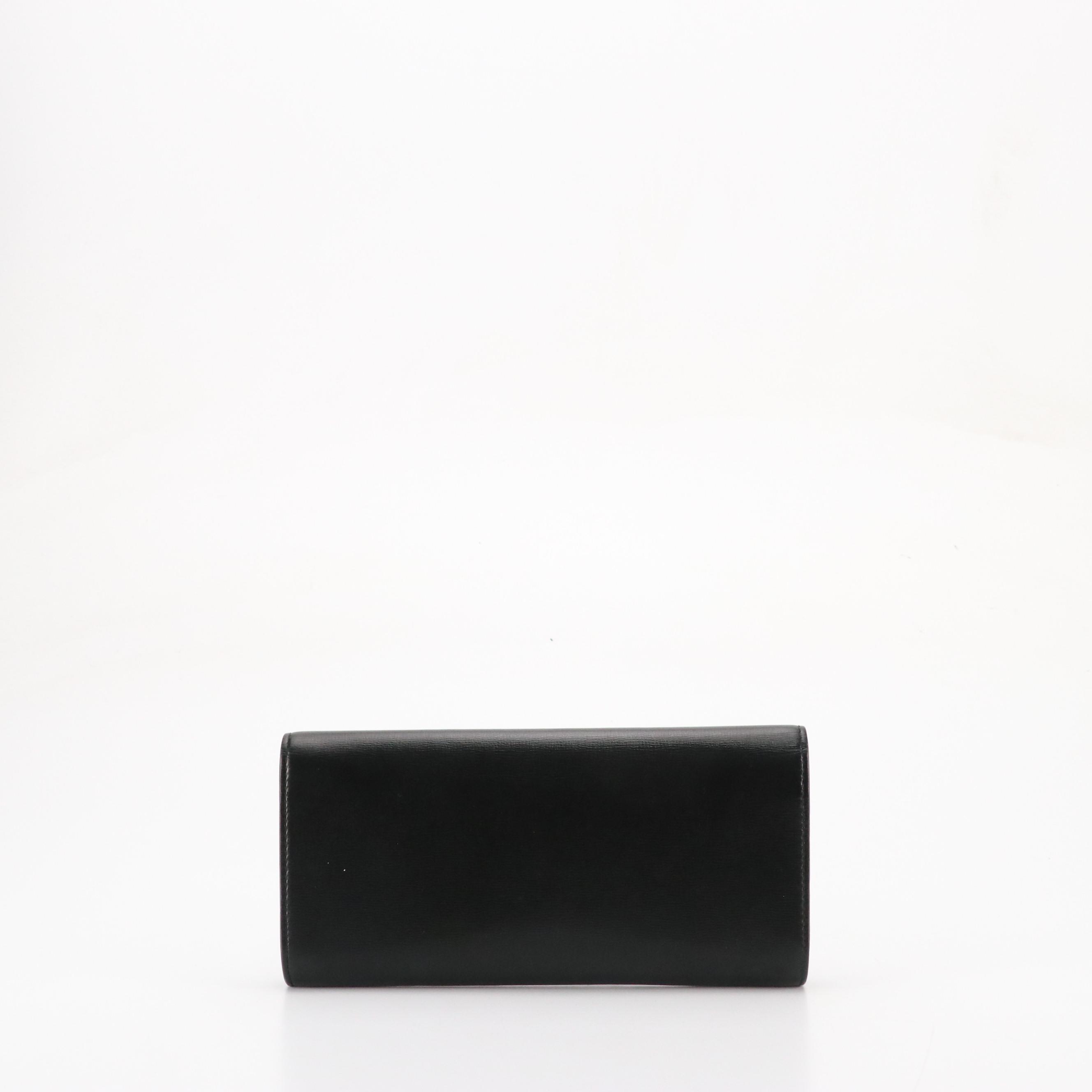 Gucci GG Torchon Envelope Flap Clutch Bag in Black Leather
