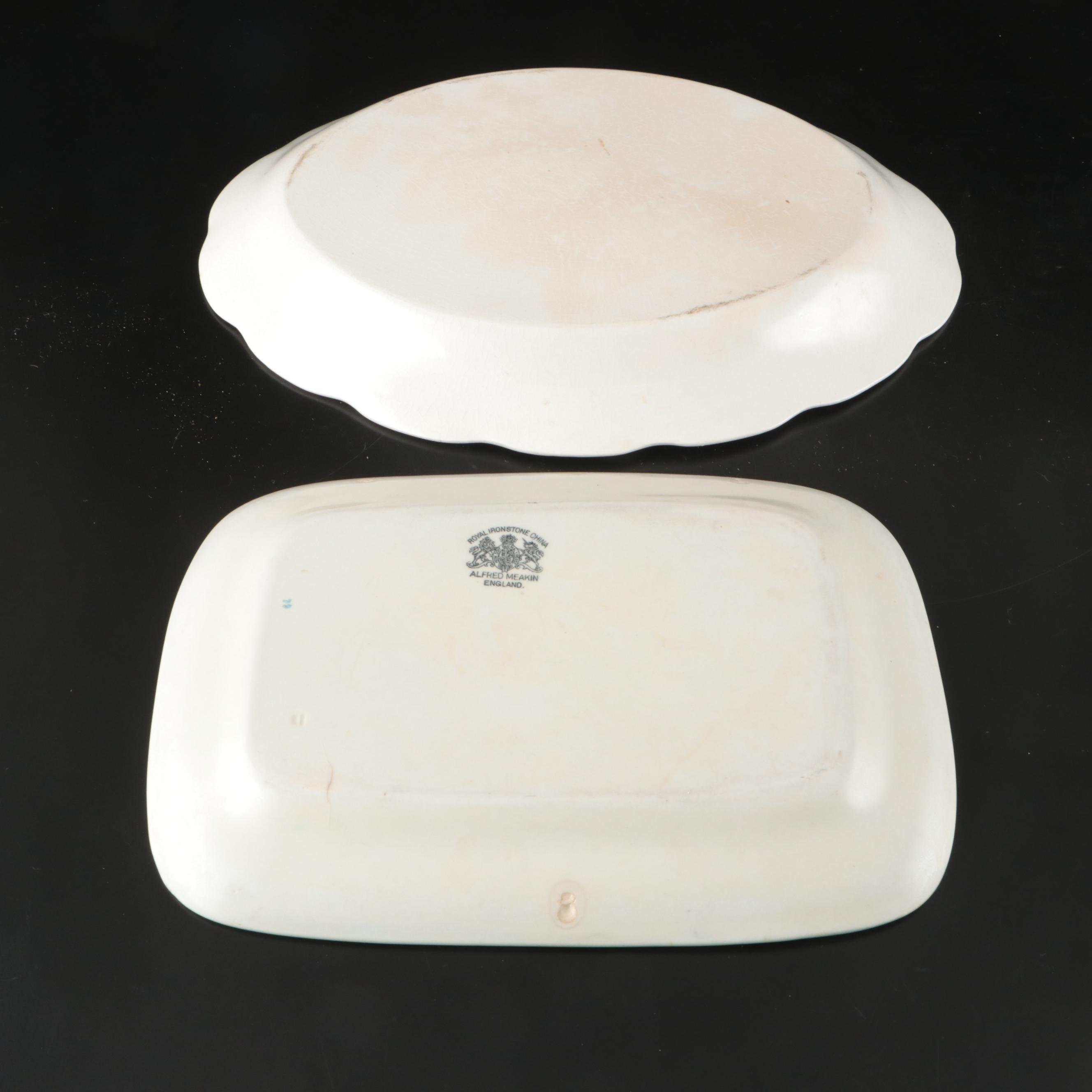 Ceramic Bath and Gravy Pitchers with Serving Platters
