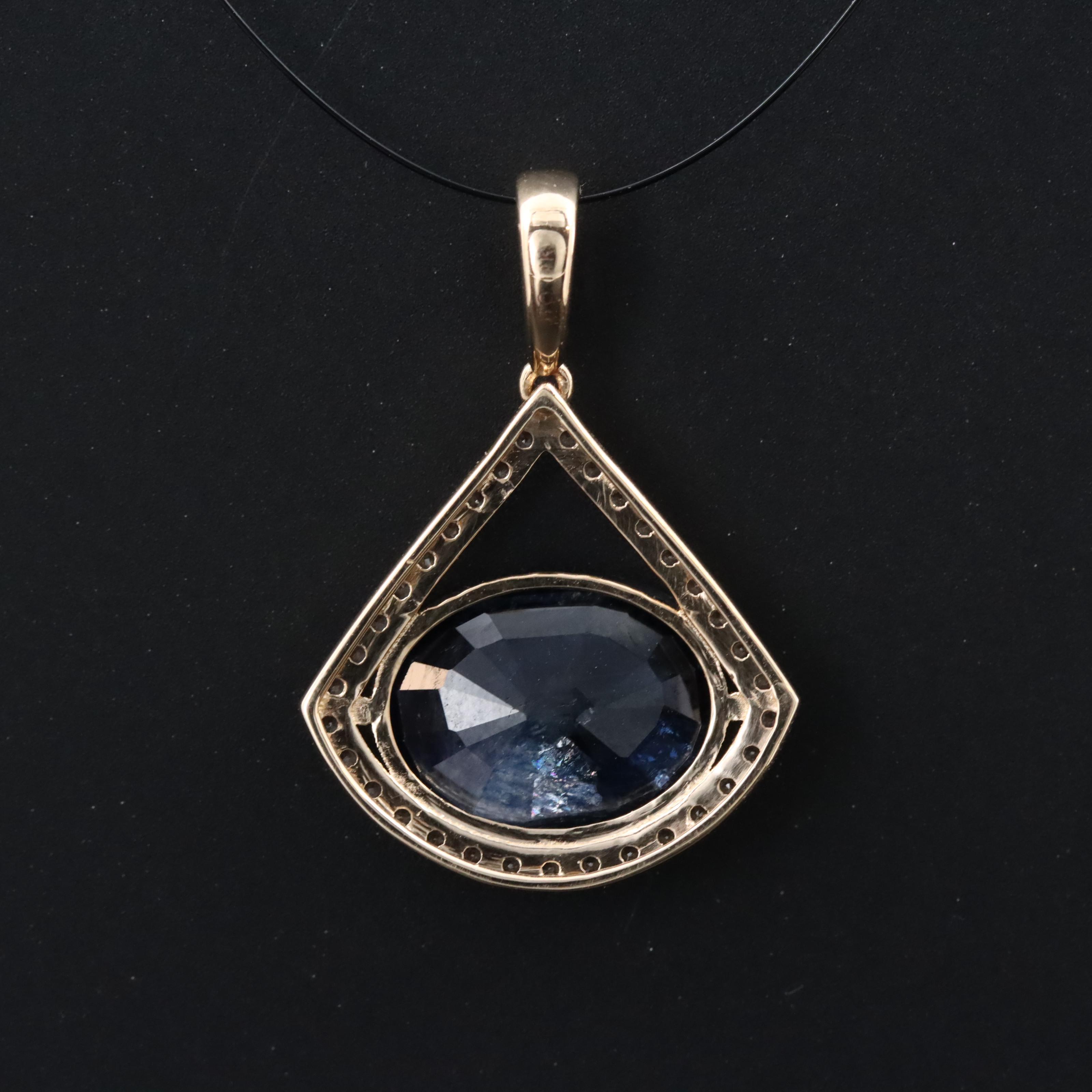 14K 2.63 CT Sapphire and White Sapphire Pendant