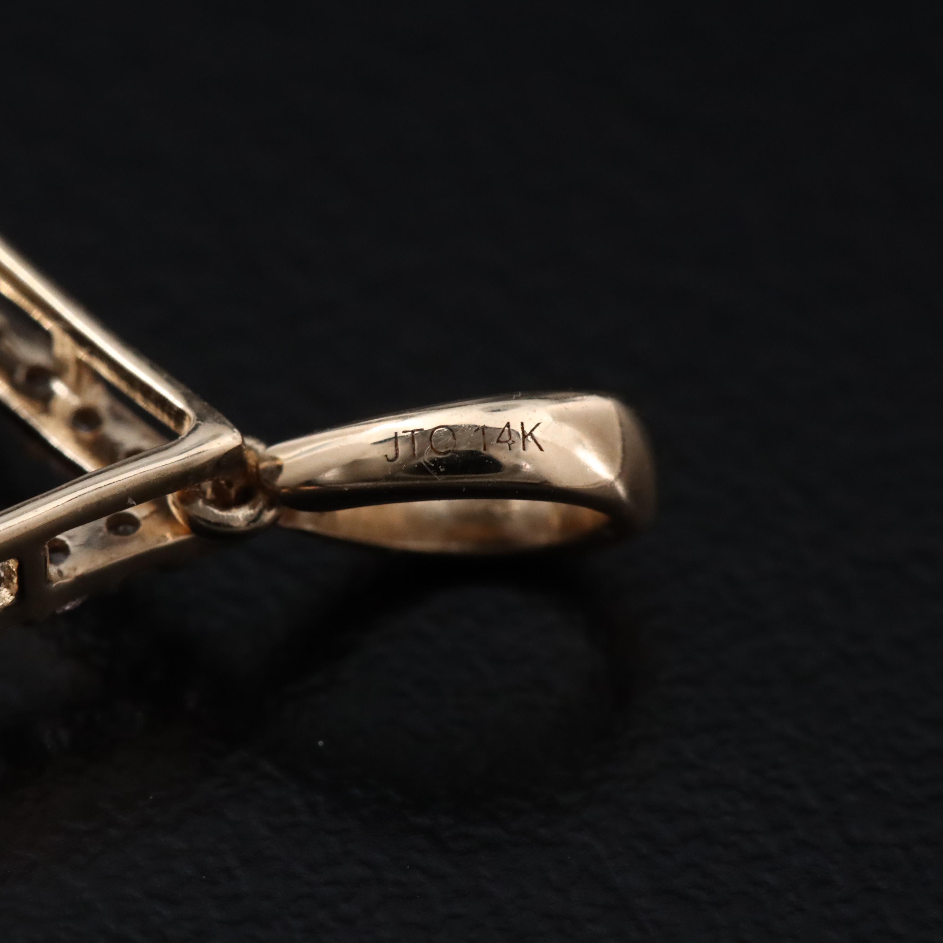 14K 2.63 CT Sapphire and White Sapphire Pendant