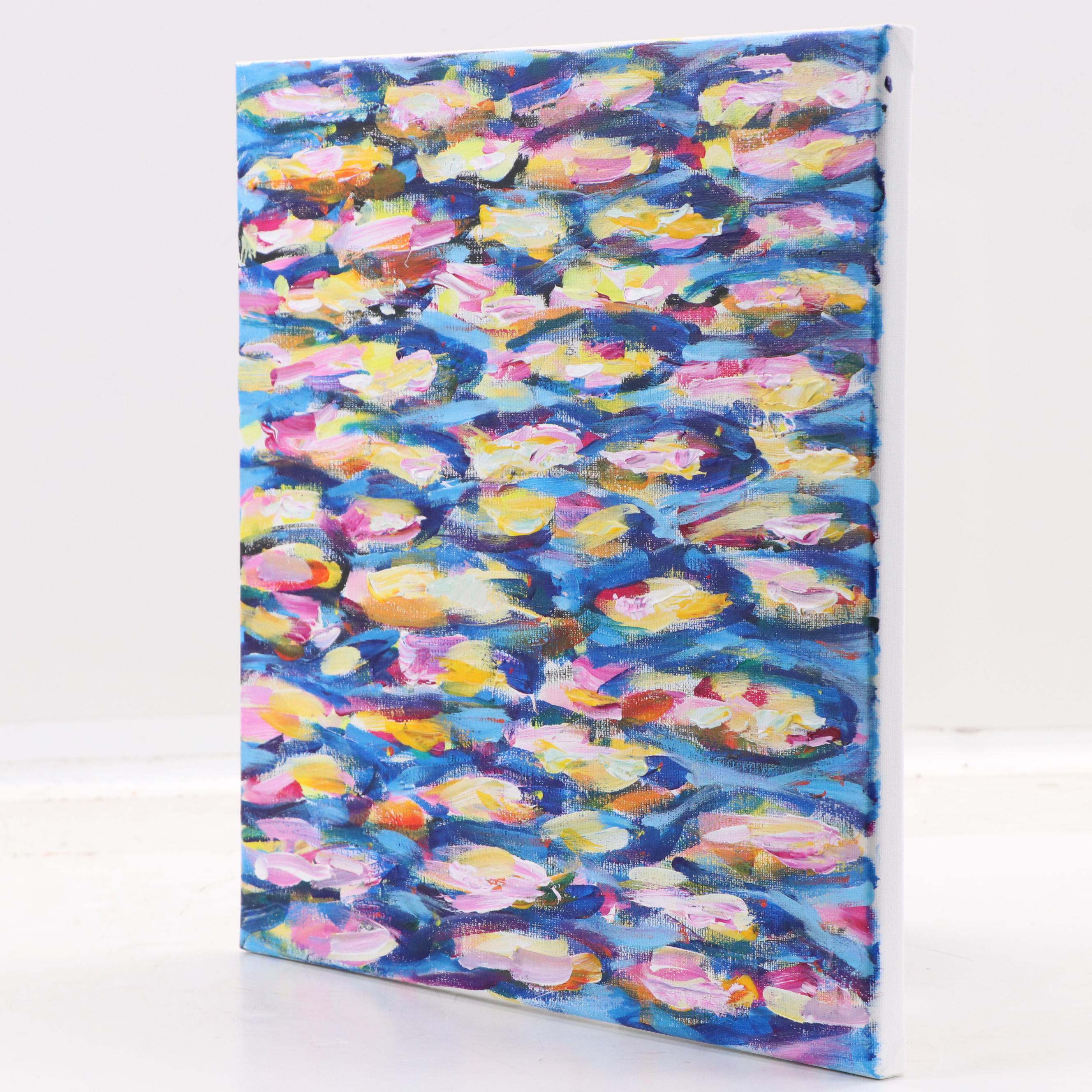 Elle Raines Stylized Acrylic Painting "School of Sardines #5," 21st Century