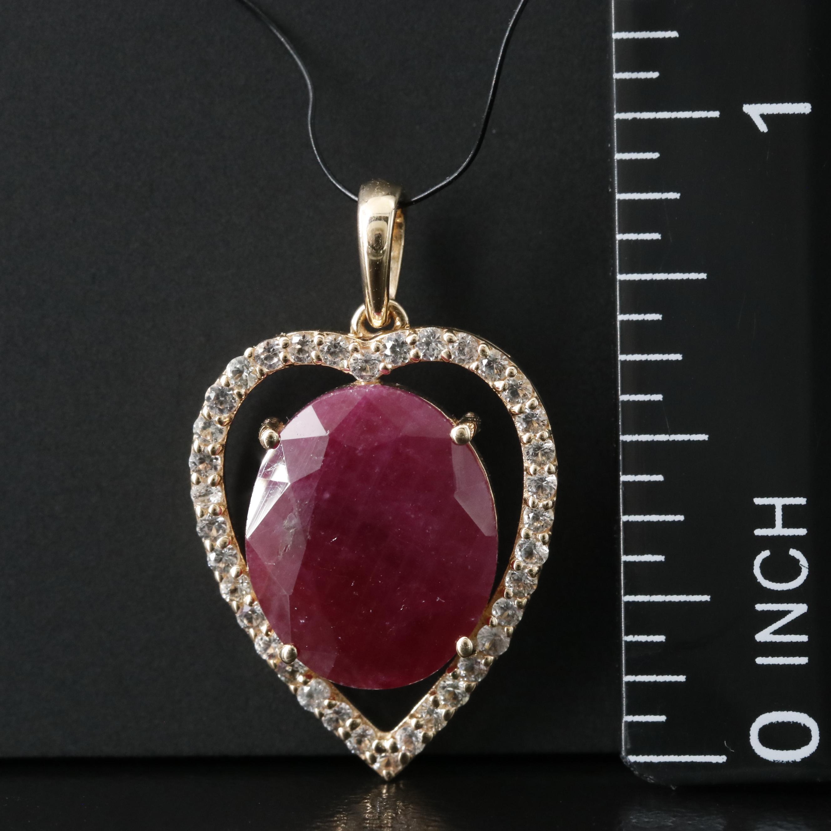 14K Filled Corundum and White Sapphire Pendant
