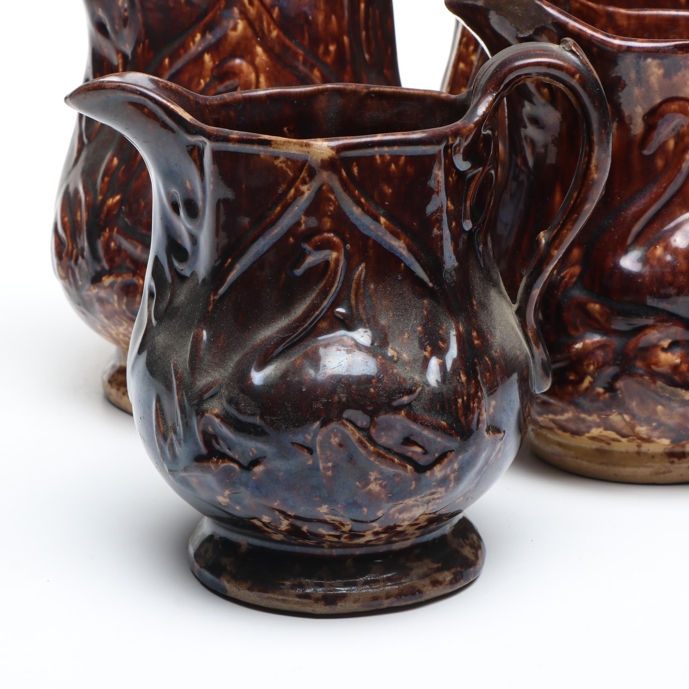 Rockingham Glaze Swan Earthenware Pitchers
