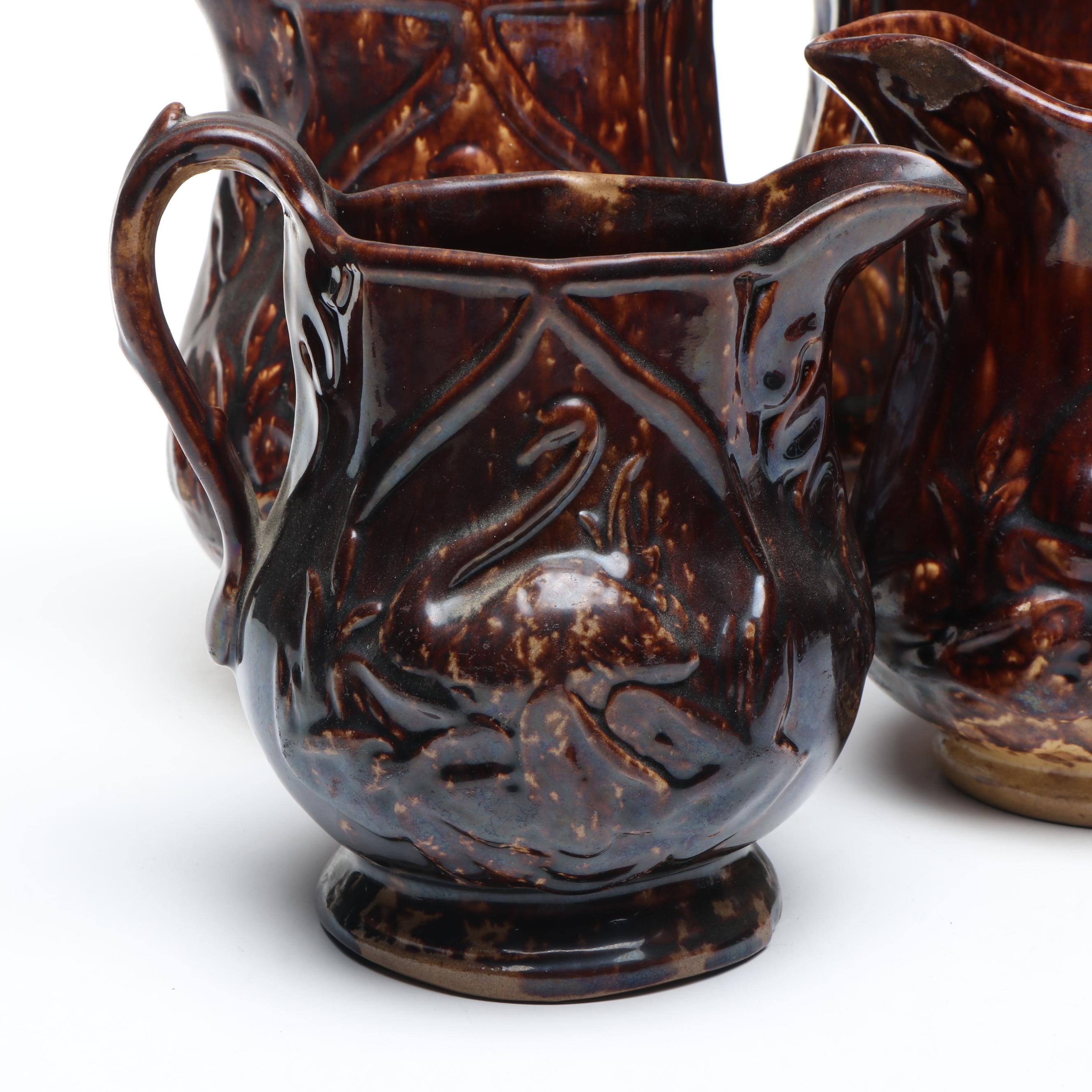 Rockingham Glaze Swan Earthenware Pitchers