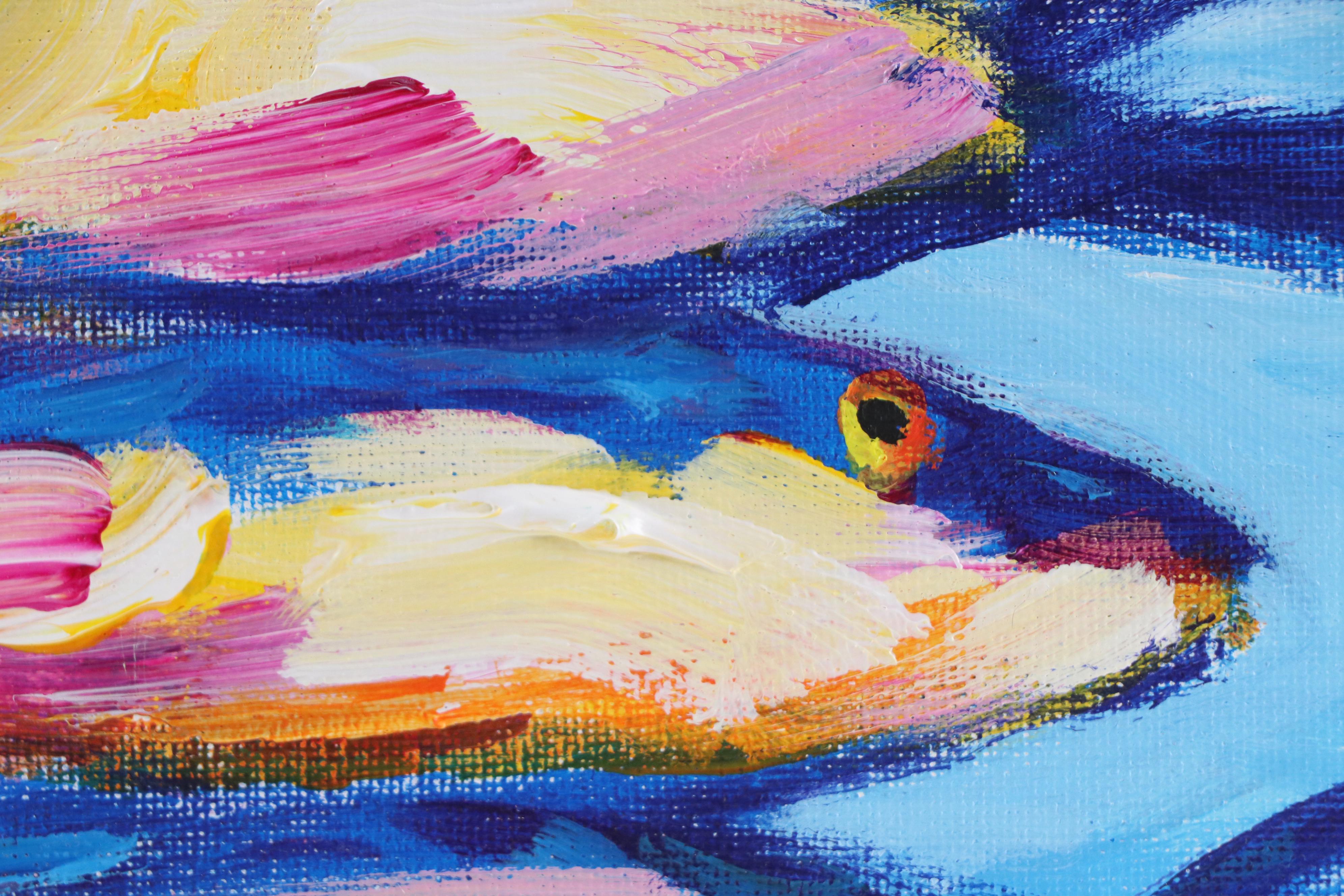 Elle Raines Stylized Acrylic Painting "Sardines," 21st Century