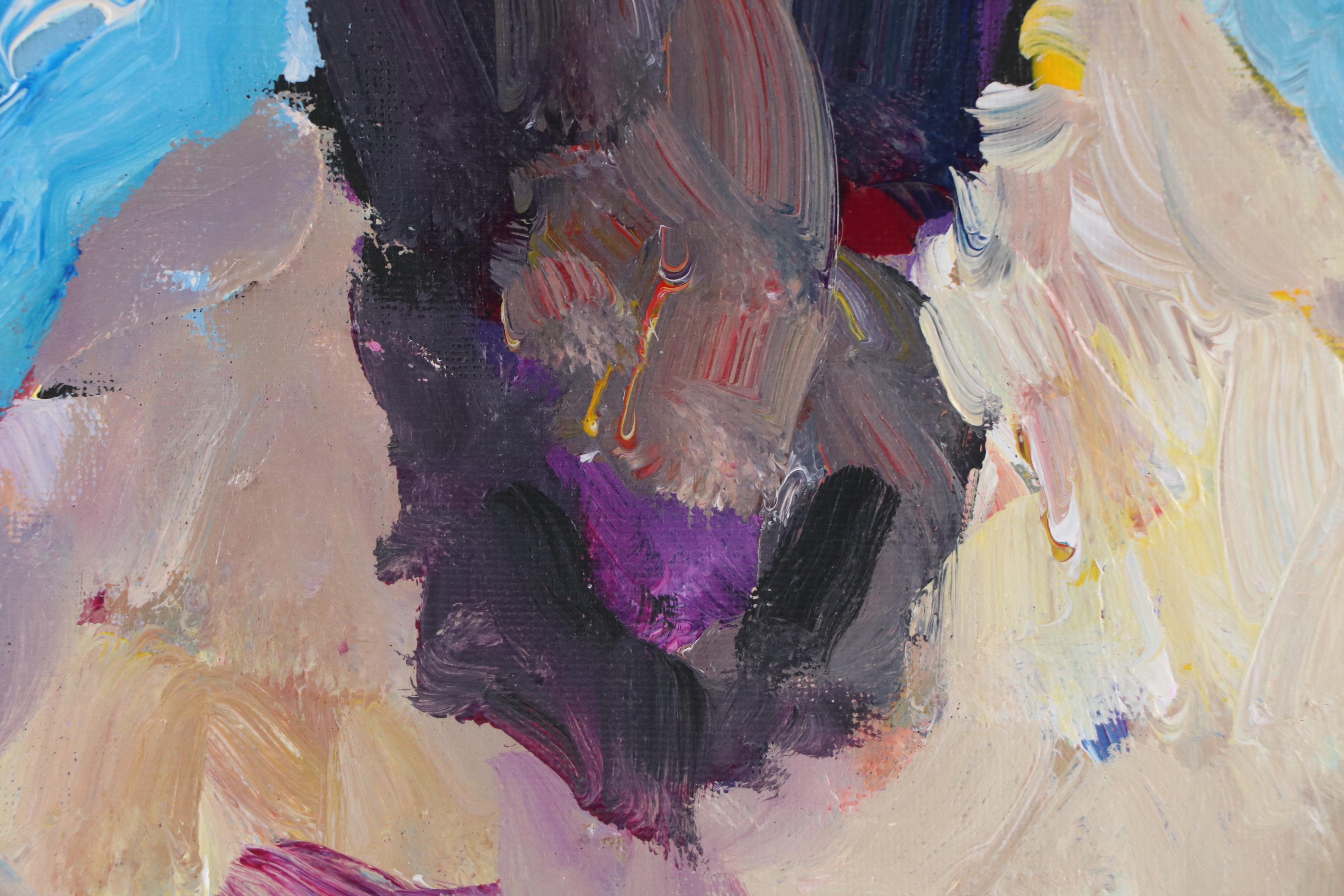 Elle Raines Stylized Acrylic Painting "Sheep," 21st Century