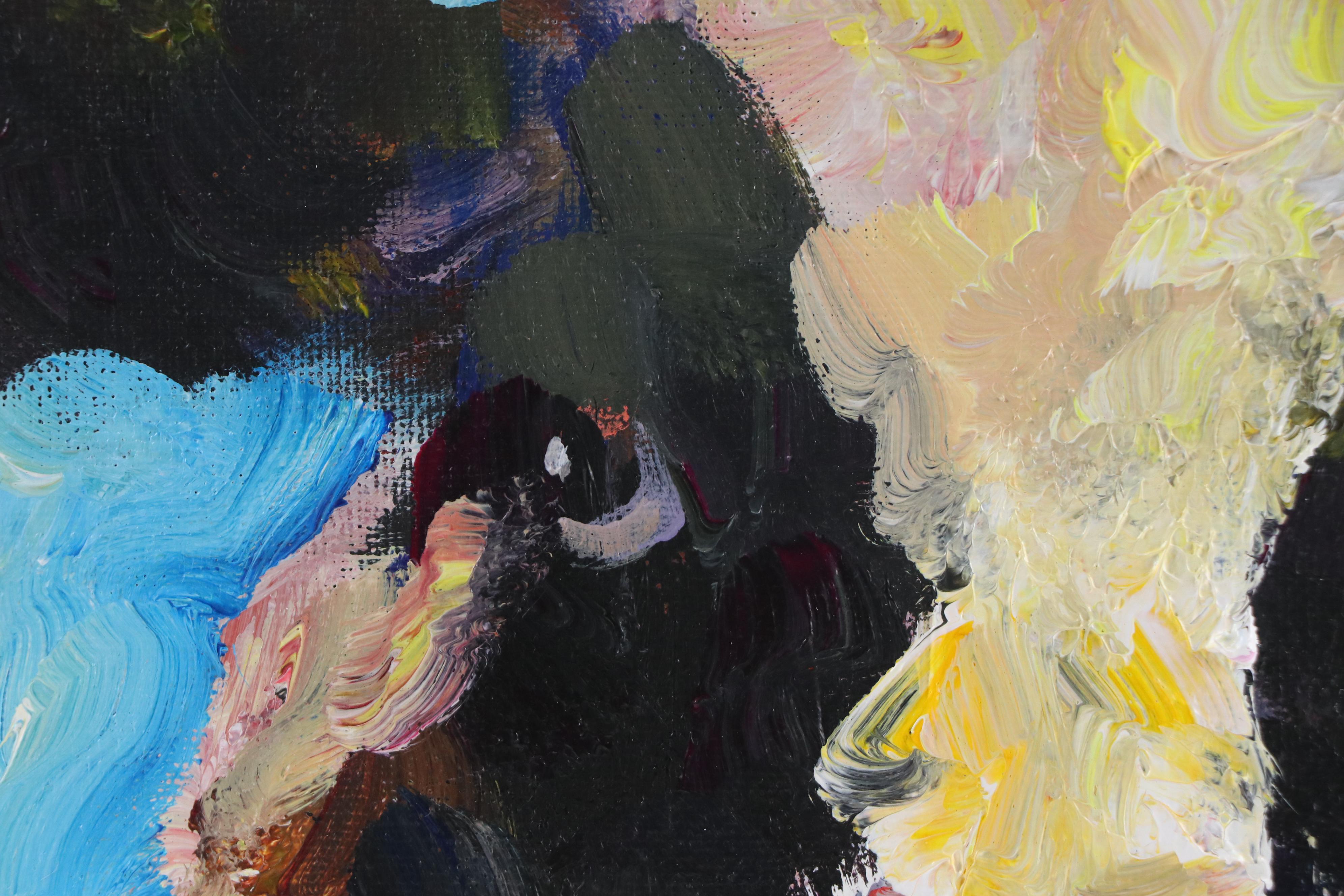 Elle Raines Stylized Acrylic Painting "Cow," 21st Century