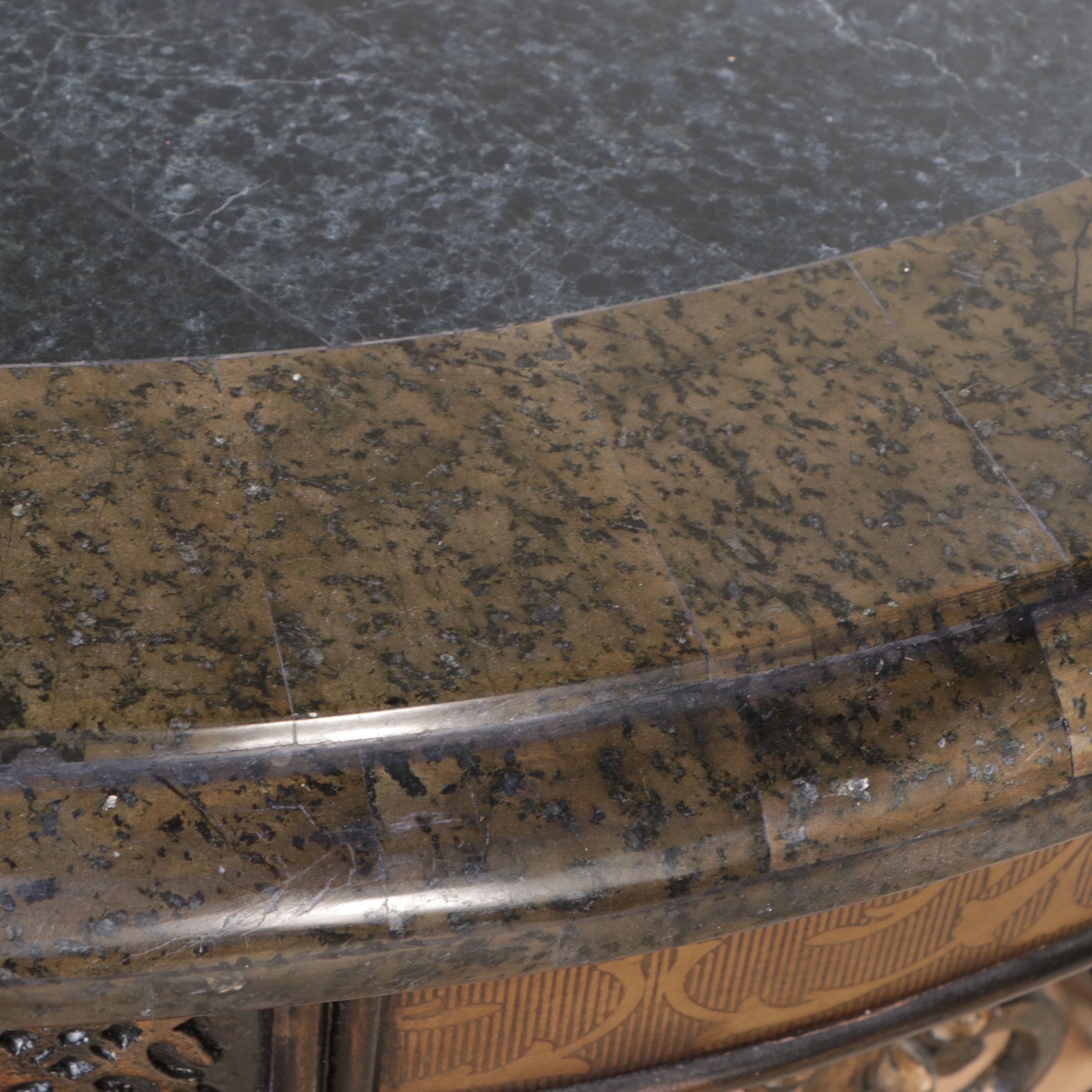 Ornate Wrought Iron Center Table with Tessellated Stone Top