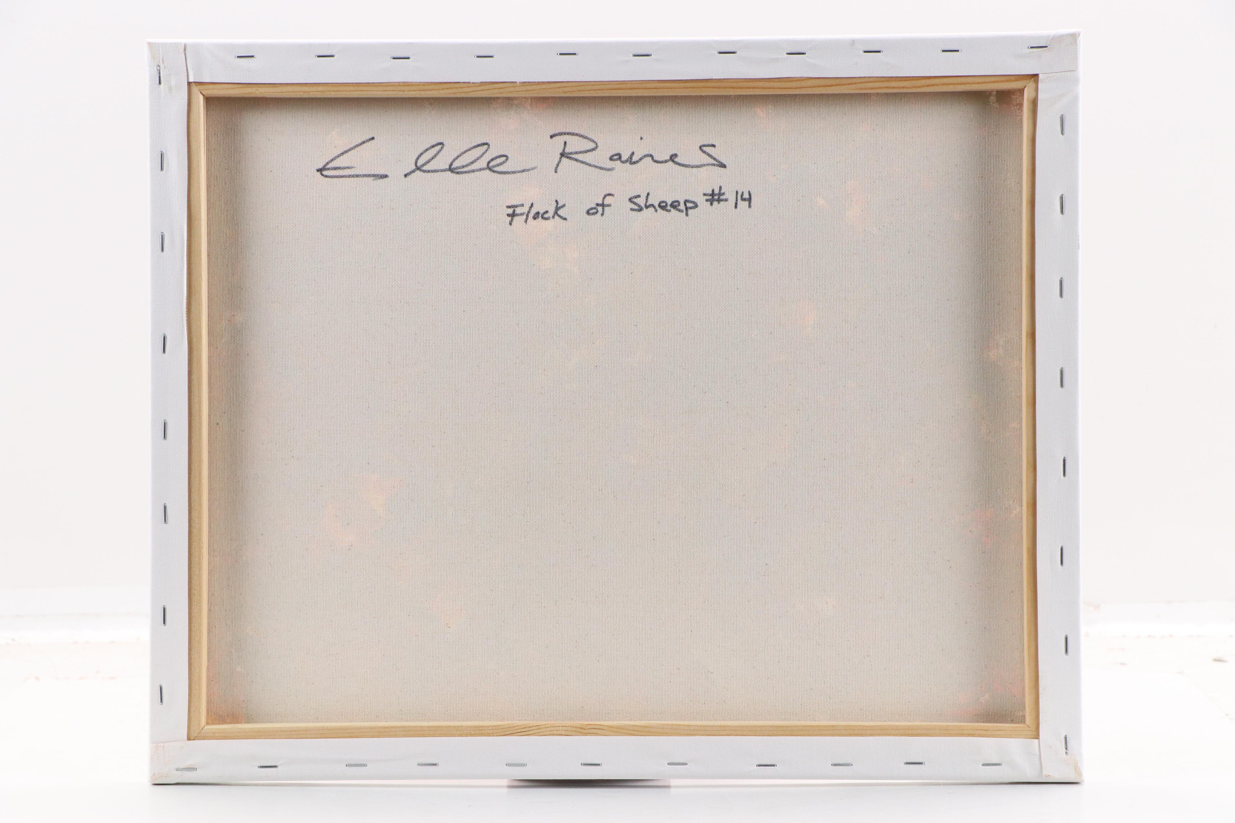 Elle Raines Stylized Acrylic Painting "Flock of Sheep #14," 21st Century