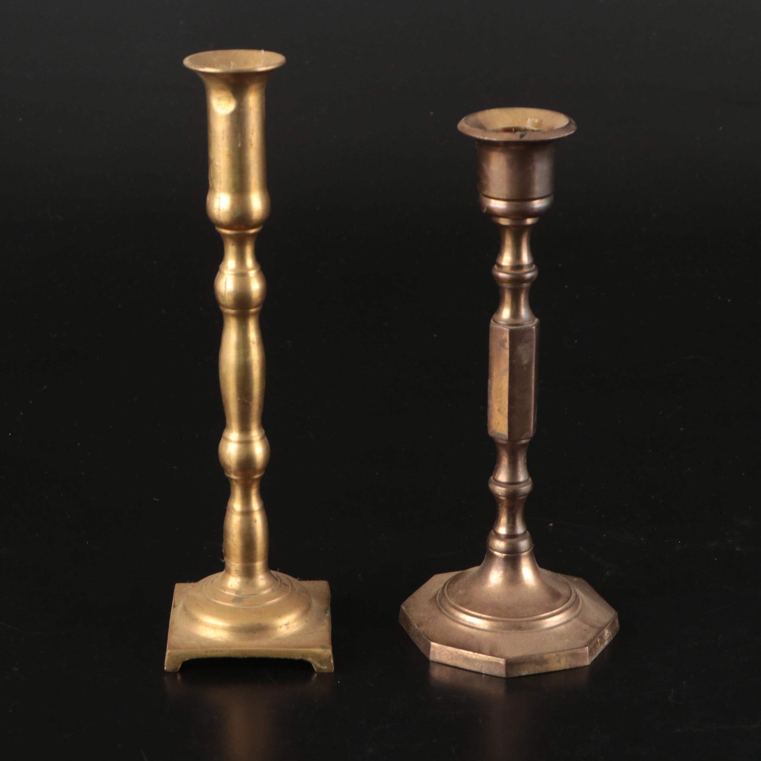 Brass Candle Holders and Three-Arm Candelabra