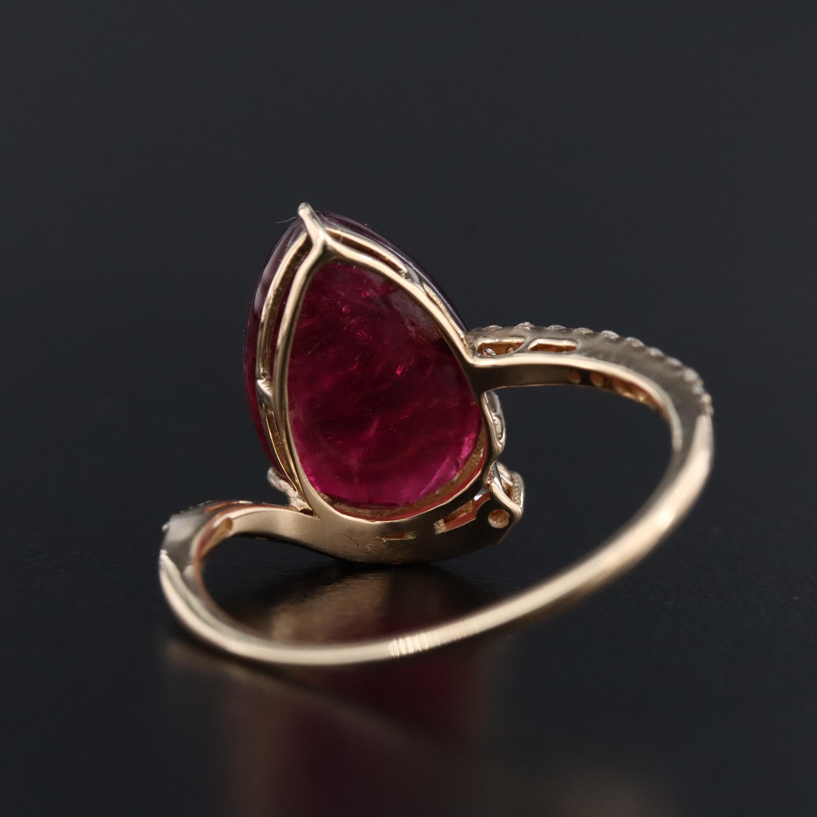14K 5.14 CT Pink Tourmaline and White Sapphire Ring
