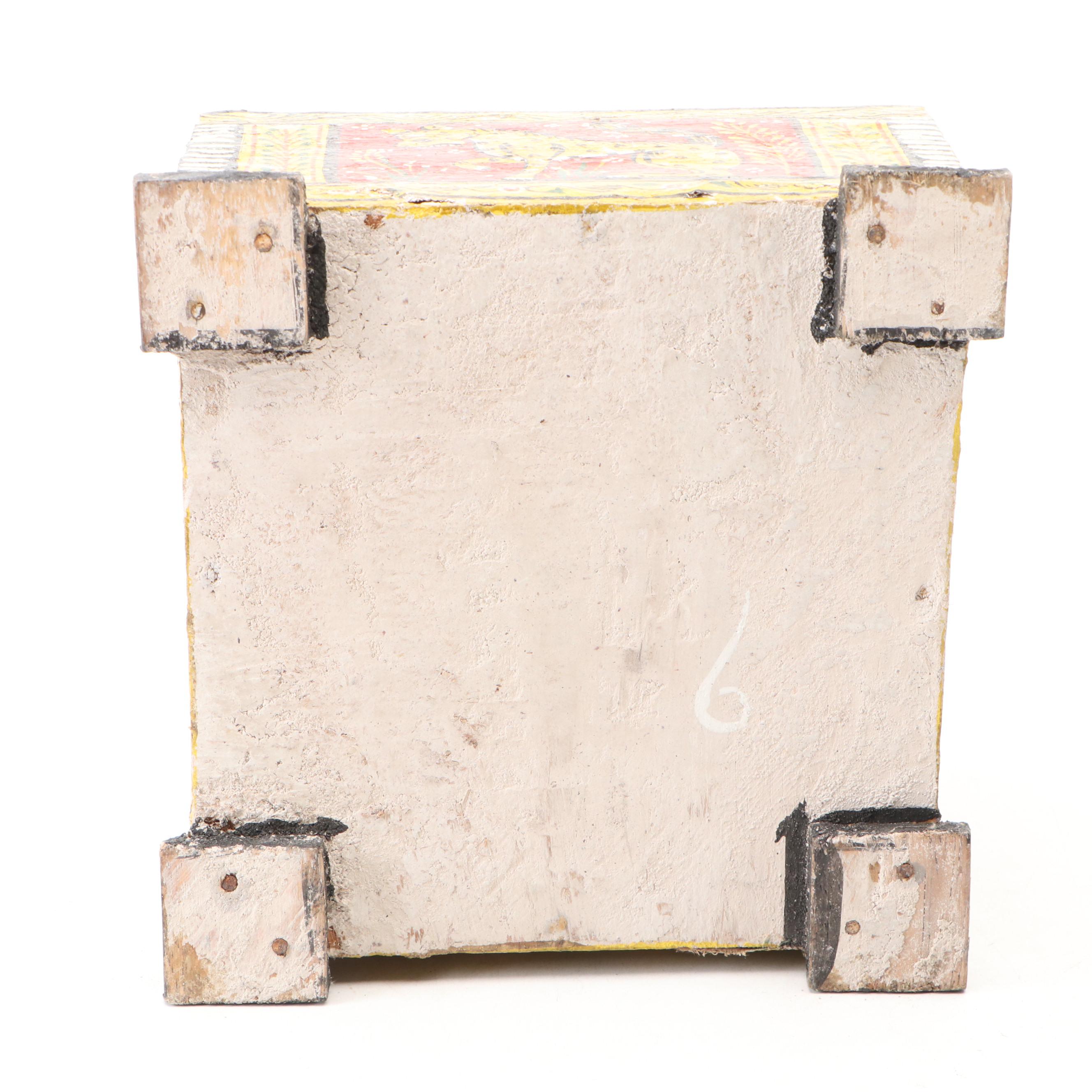 Indian Painted Wood and Papier-Mâché Lidded Box