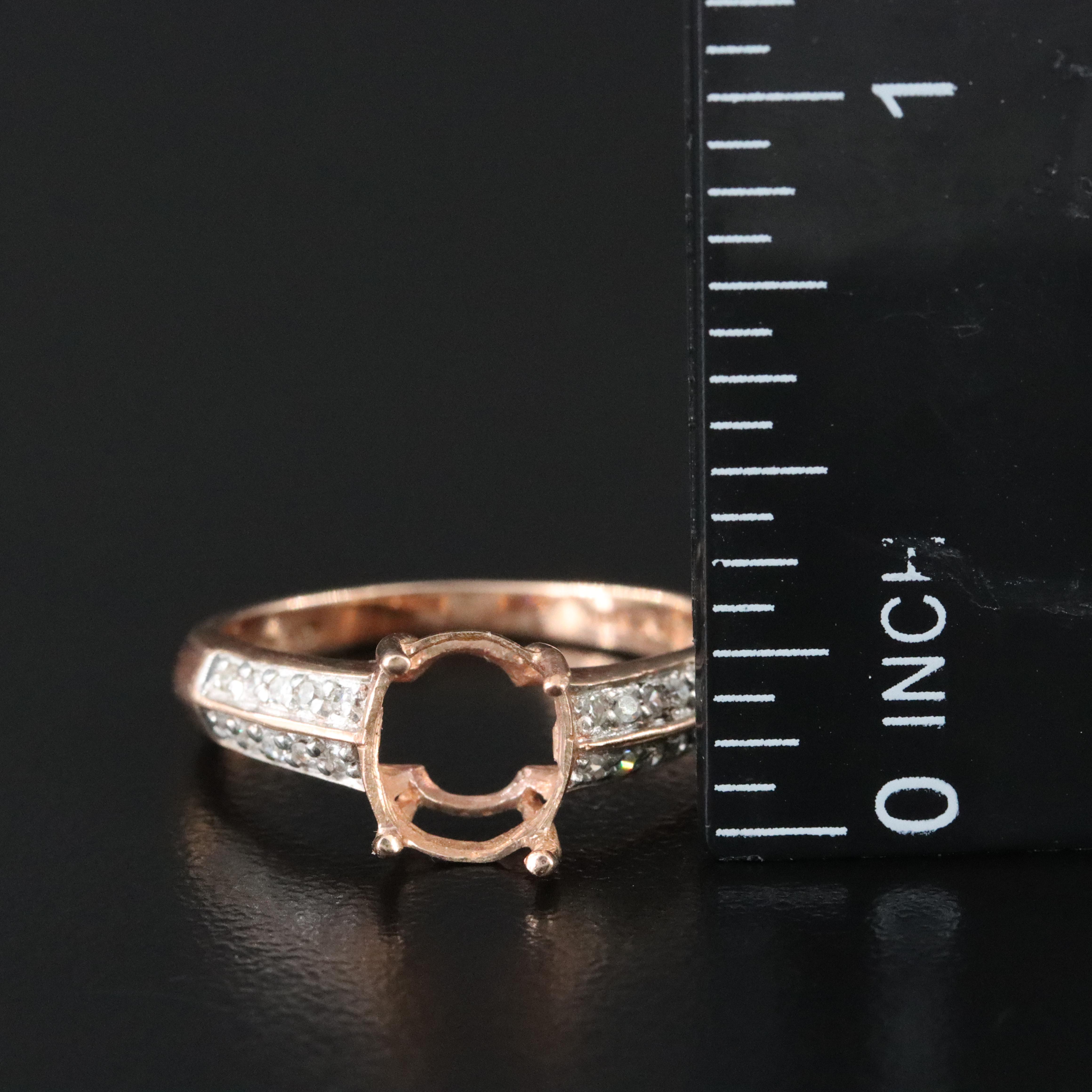 10K 0.10 CTW Diamond Rose Gold Semi-Mount Ring