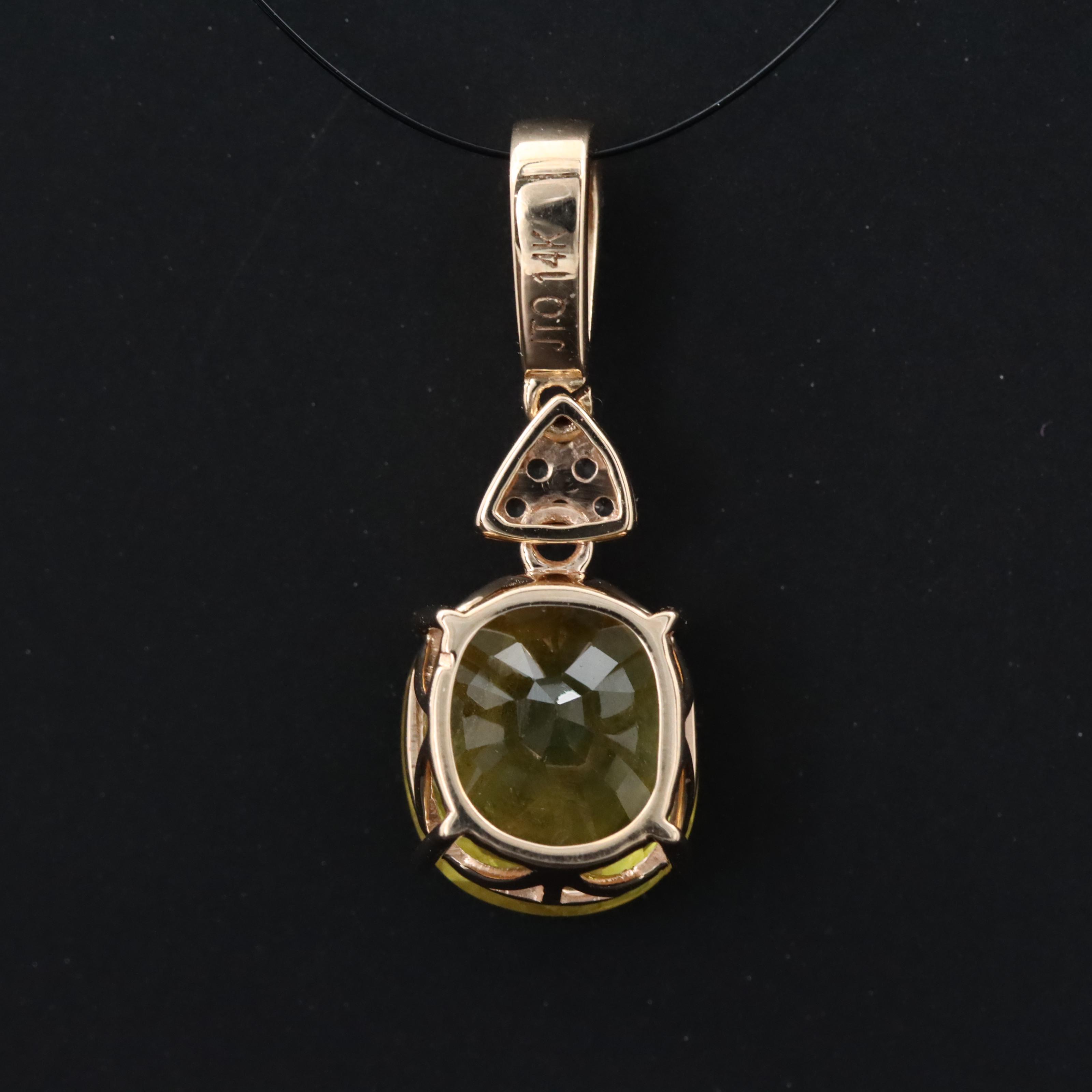14K 4.47 CT Yellow Sapphire and White Sapphire Pendant
