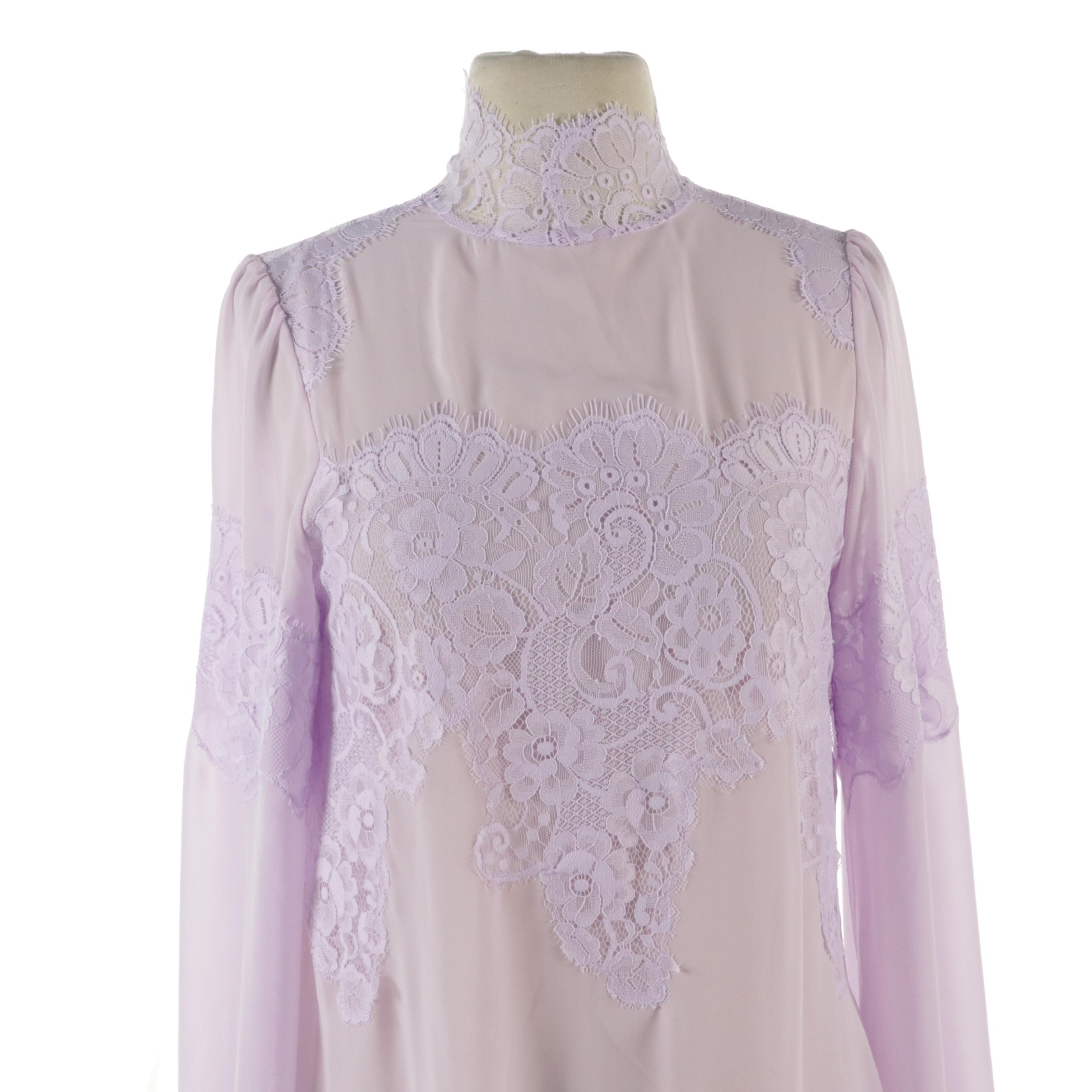 MISA Hot Pink Ruffled Mini Shirt Dress and HAH Lavender Floral Lace Mini Dress