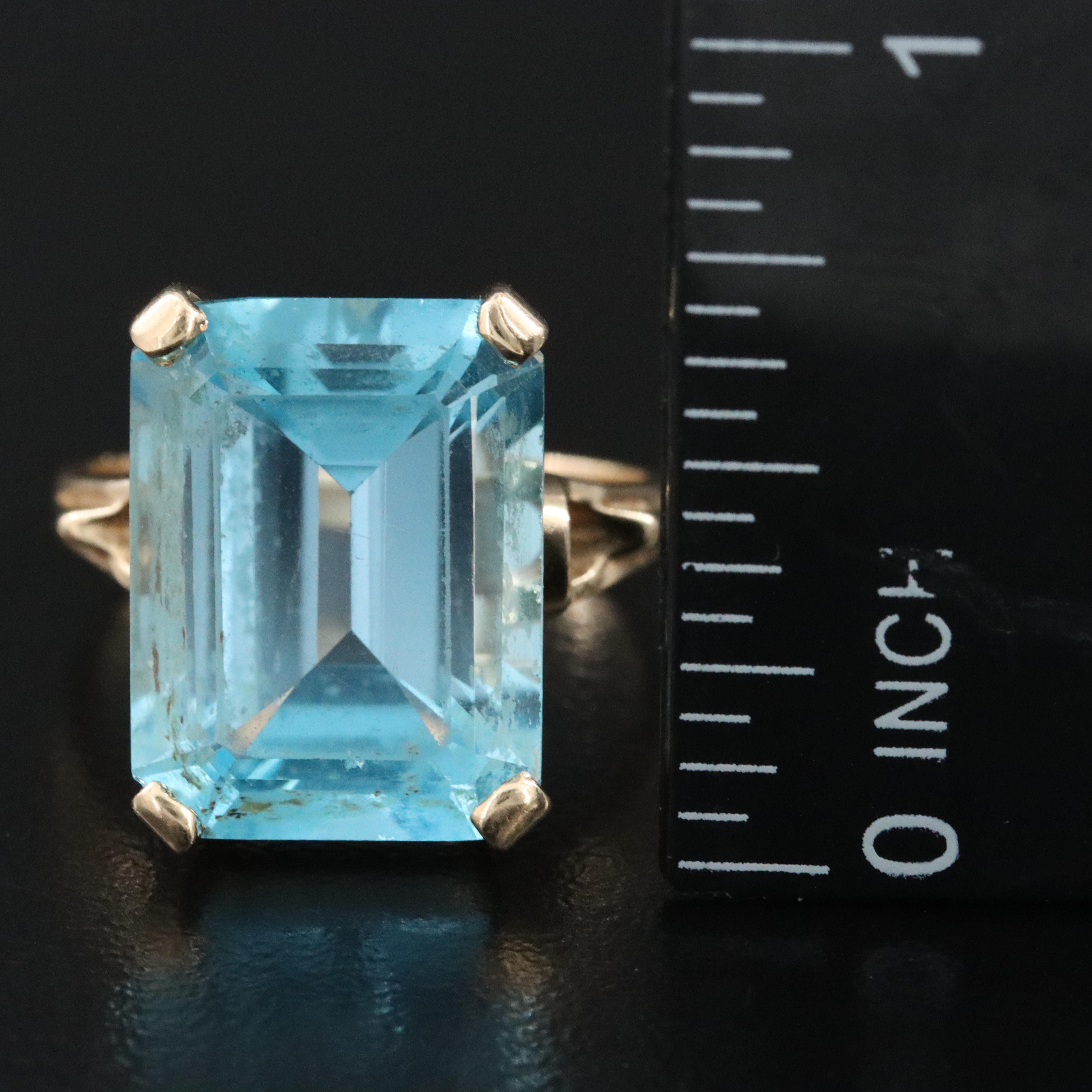 14K 15.56 CT Sky Blue Topaz Ring