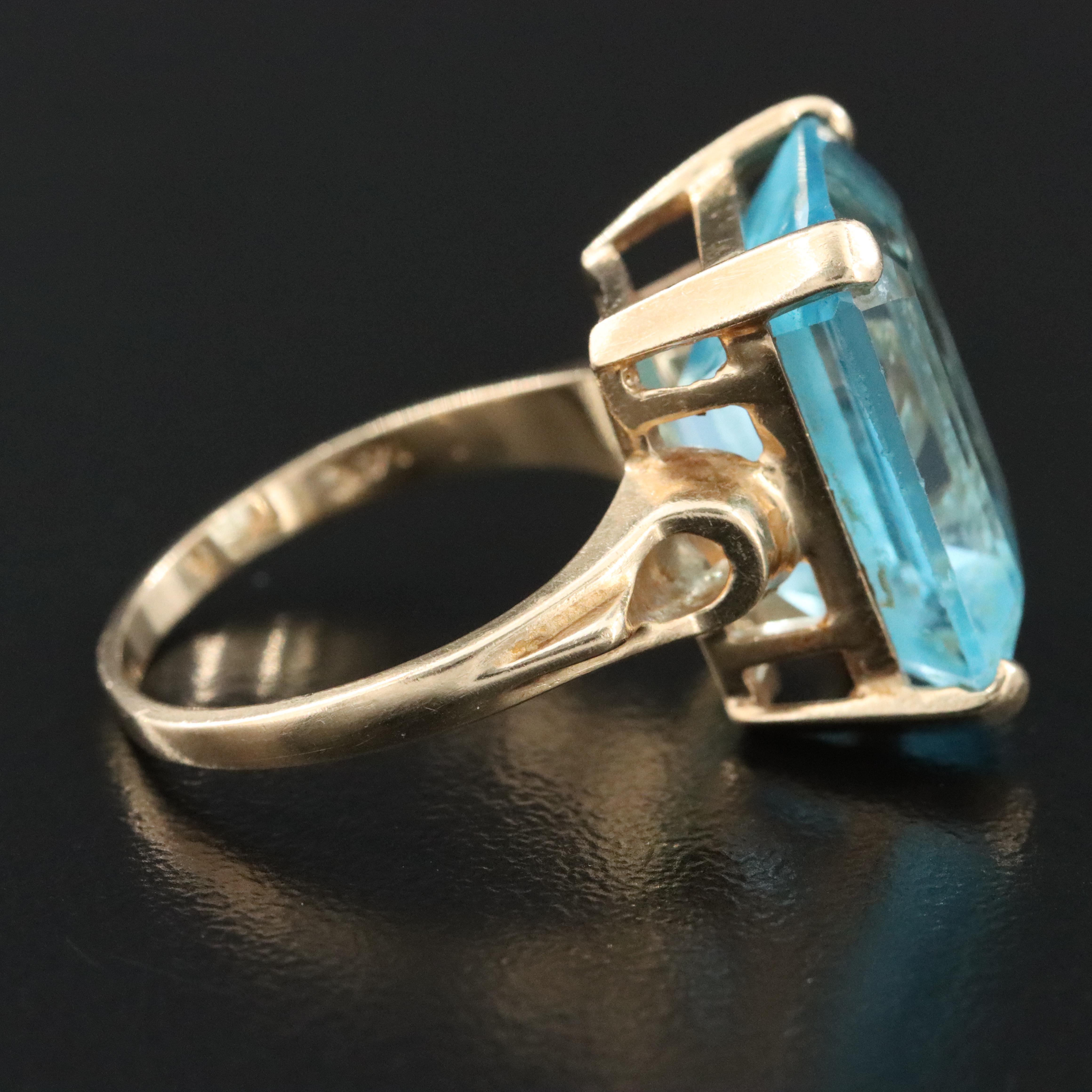 14K 15.56 CT Sky Blue Topaz Ring