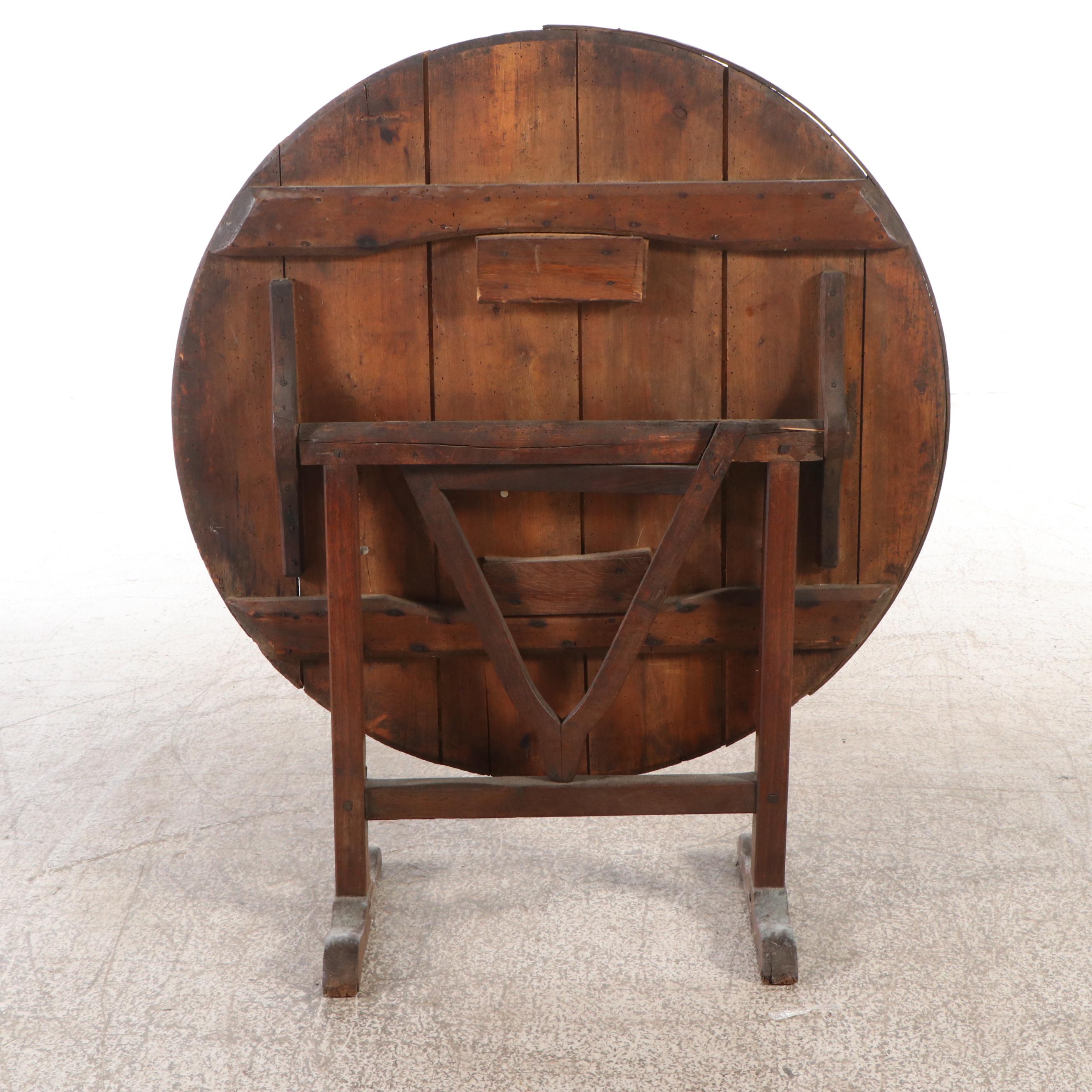 French Provincial Vendange Tilt-Top Table, Late 19th to Early 20th Century