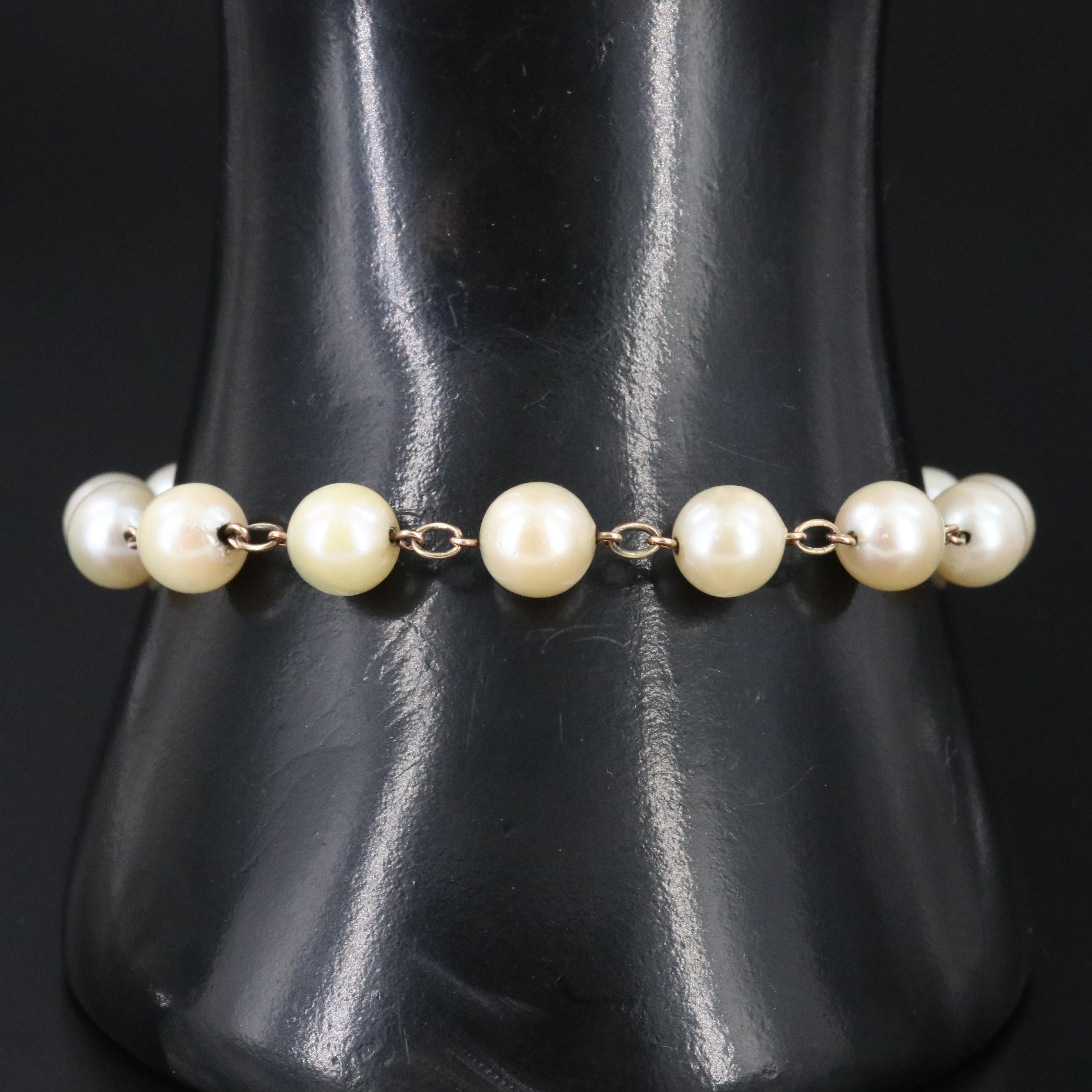 14K Pearl Station Bracelet