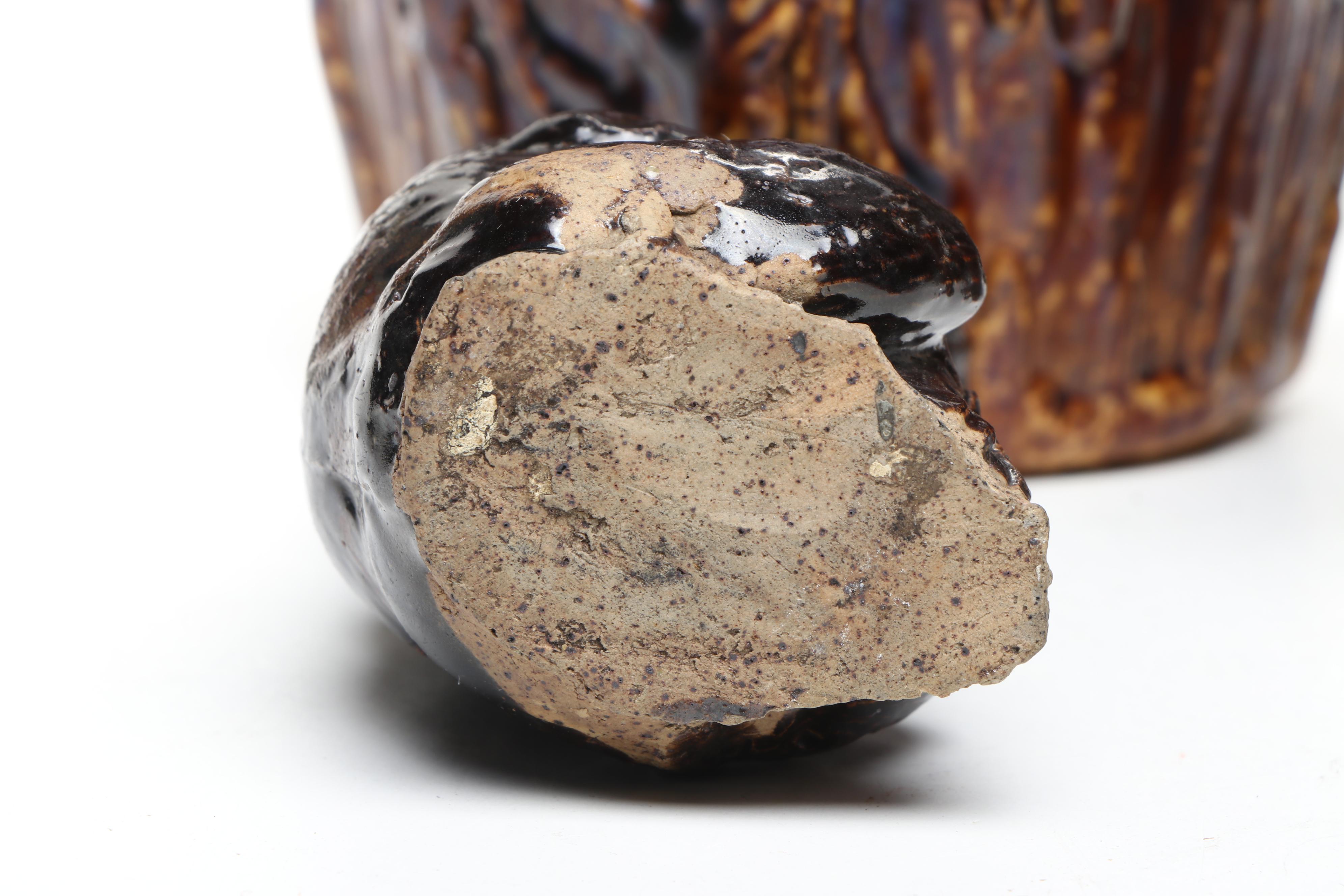 Bennington Rockingham Pottery Pitchers, Vase, and Figurine, 19th Century