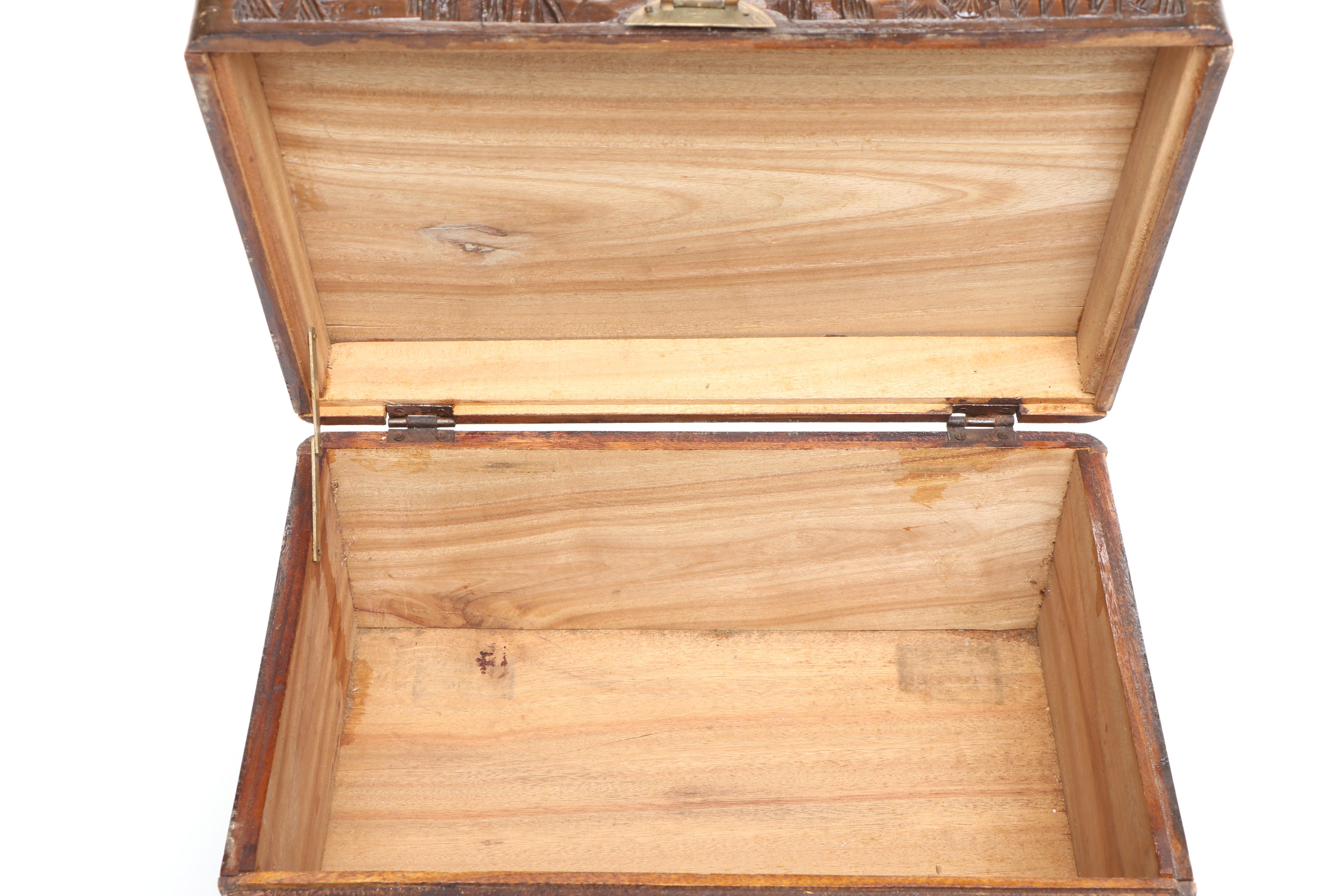 East Asian Hand-Carved Camphor Wood Box Set