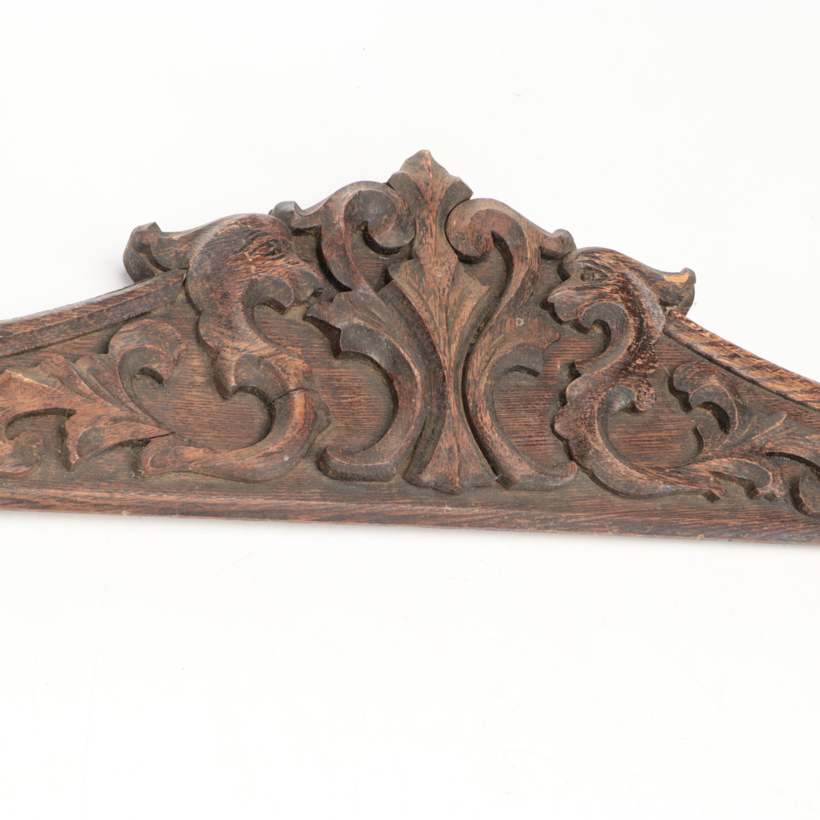 Architectural Salvage Carved Wooden Pediments, Antique