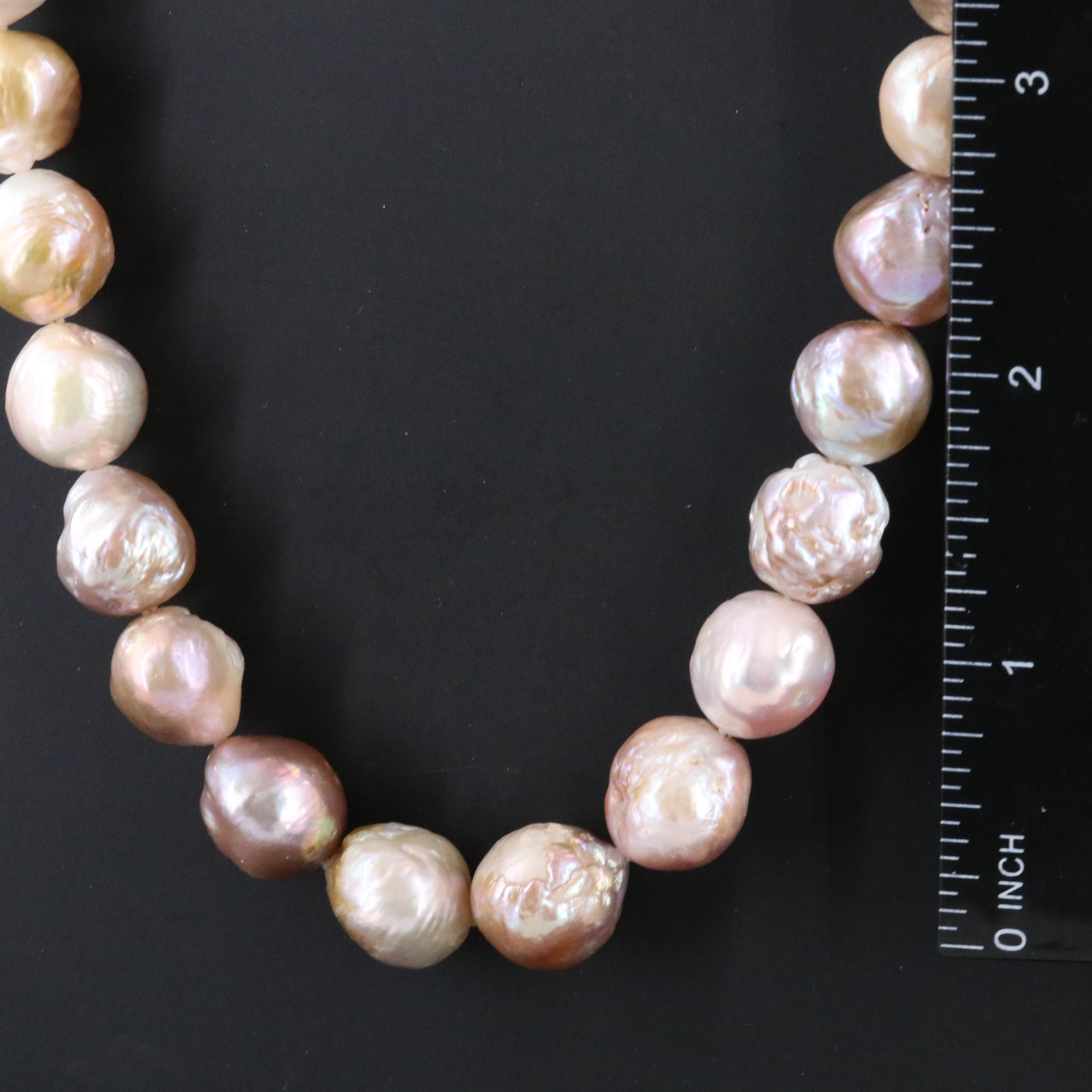 12.25 – 14.00 MM Pearl Necklace with 14K Clasp