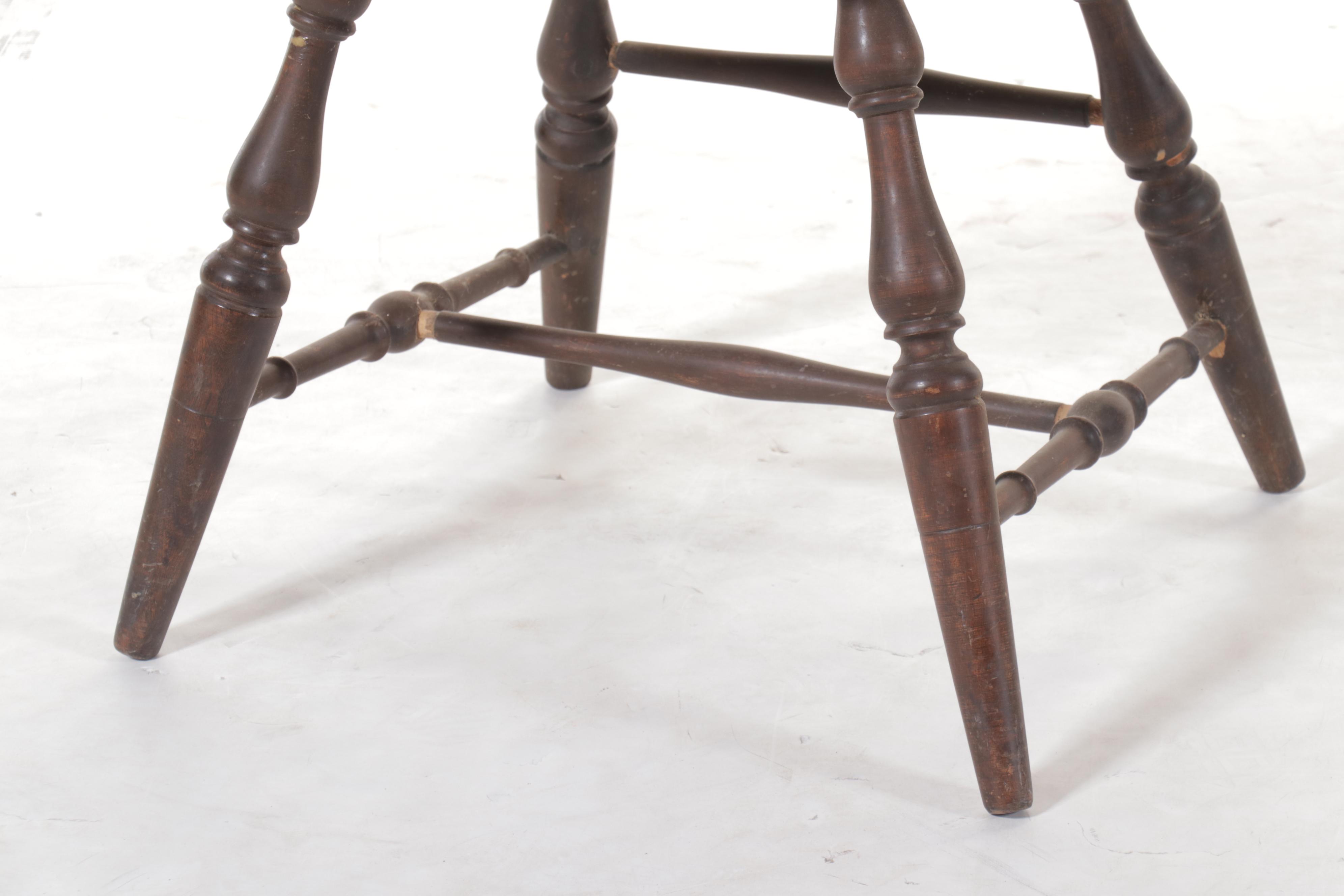 Antique Handcrafted Wooden Windsor Chair with Rush Seat