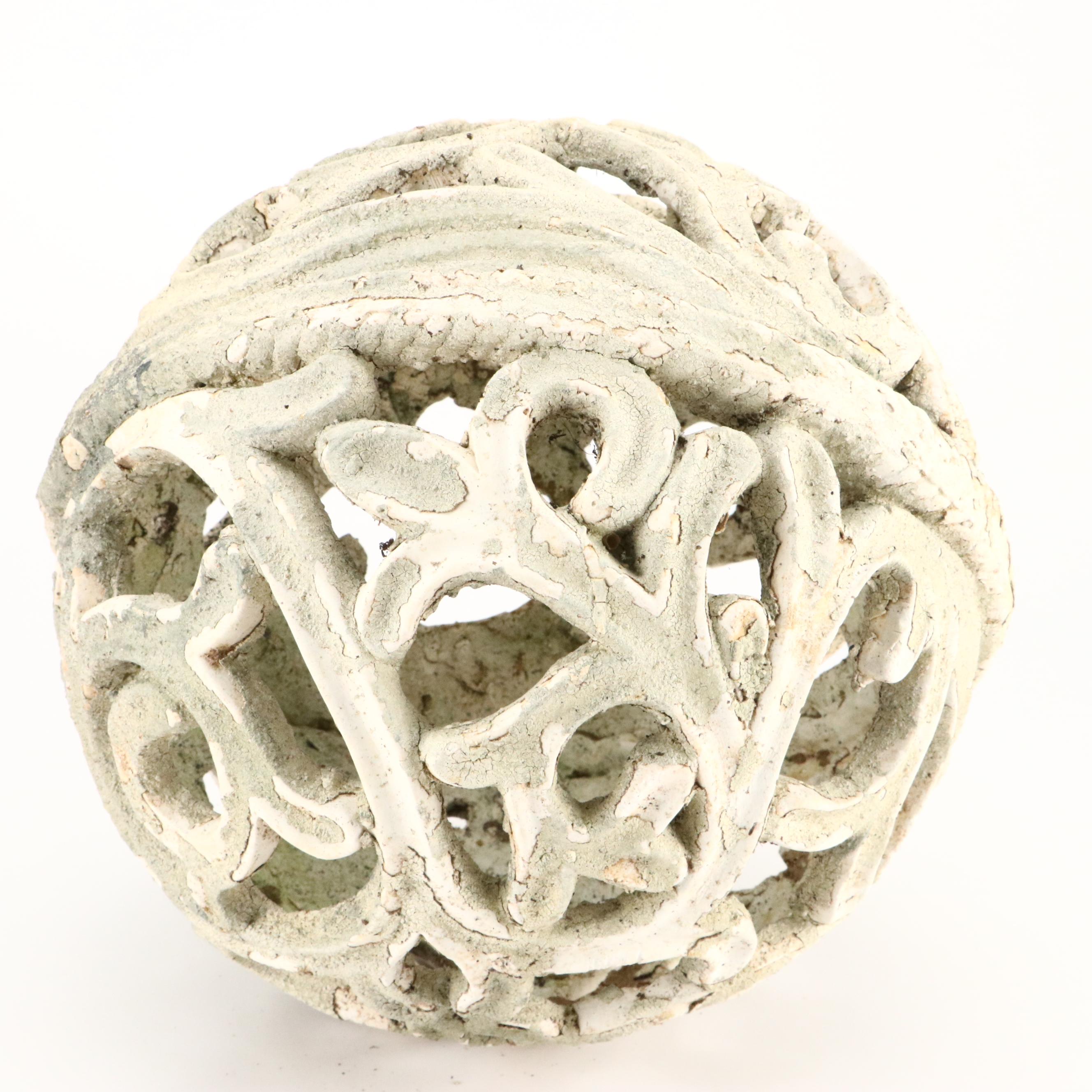 Decorative Outdoor Terracotta Obelisk and Hollow Arabesque Orb