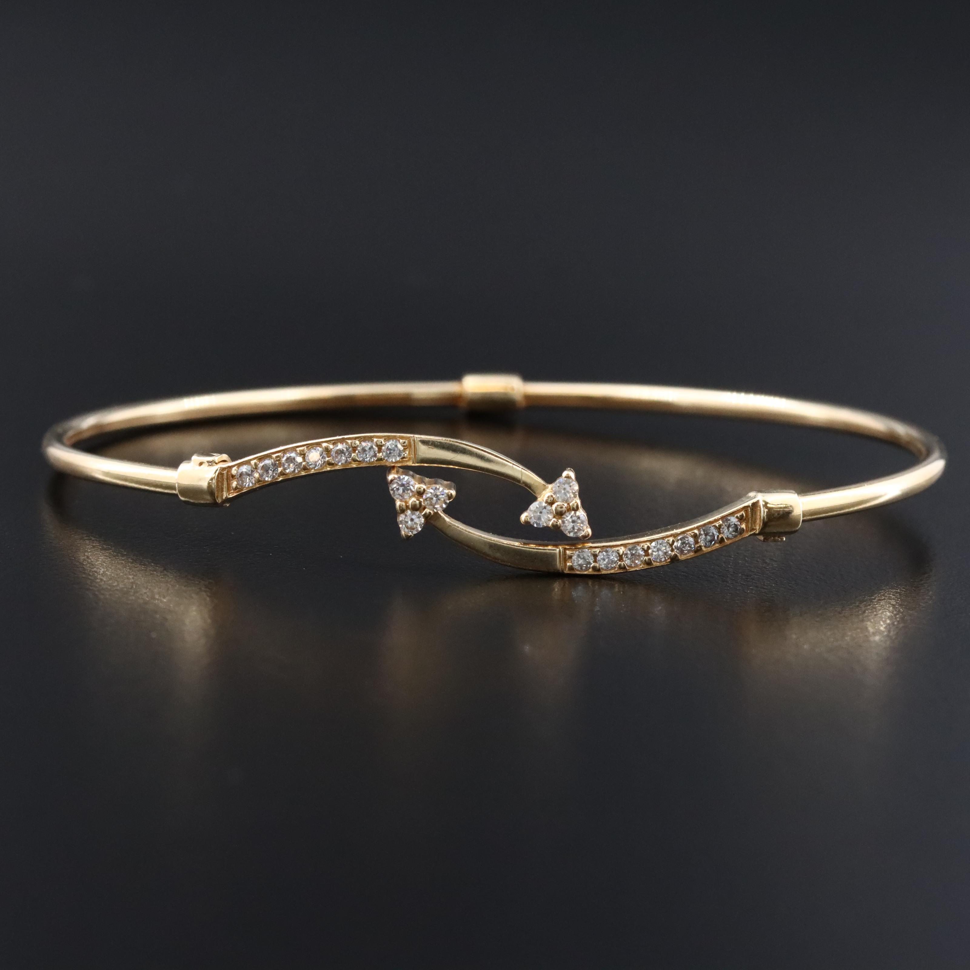 14K CZ Flexible Bangle Bracelet