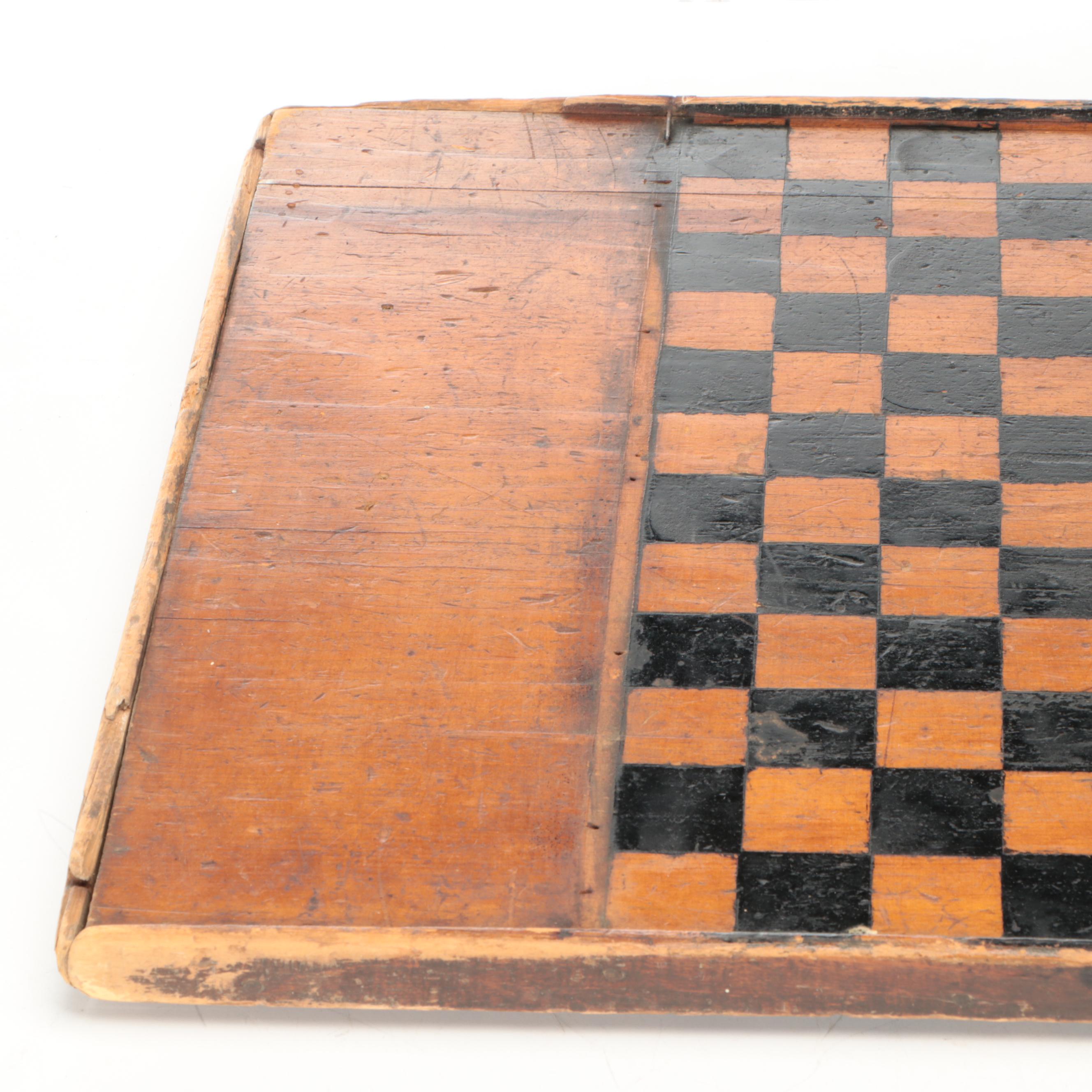 American Primitive Style Walnut and Rosewood with Other Wooden Checker Boards