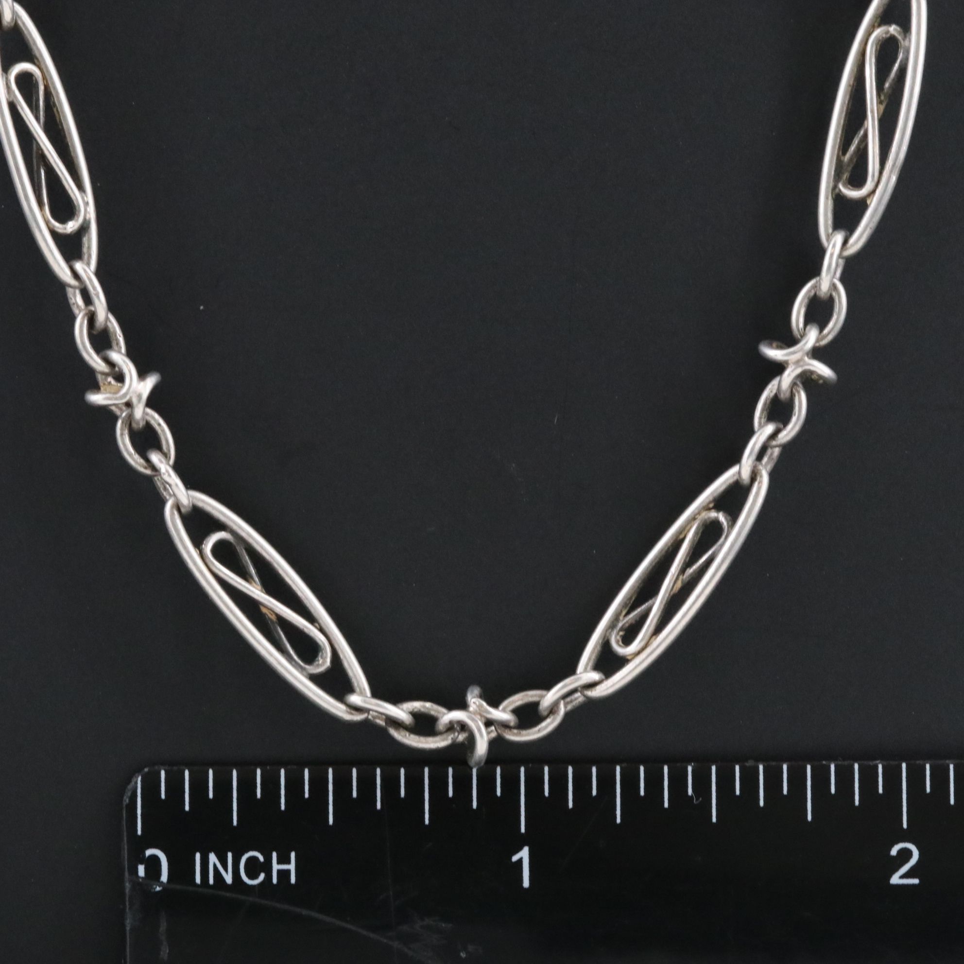 Vintage 950 Silver Infinity Link Watch Chain