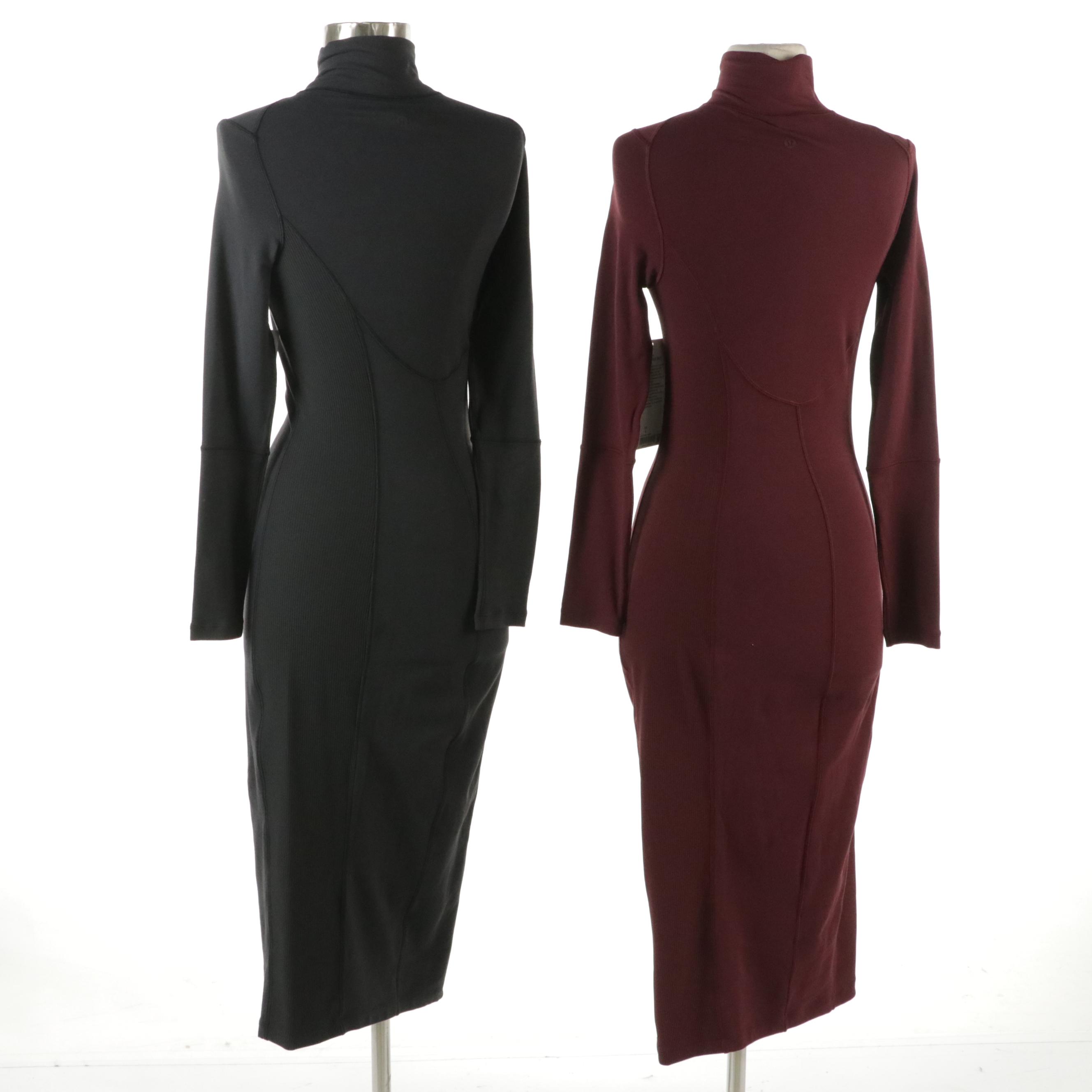 Lululemon It's Rulu Mock Neck Dresses in Black and Maroon, With Tags