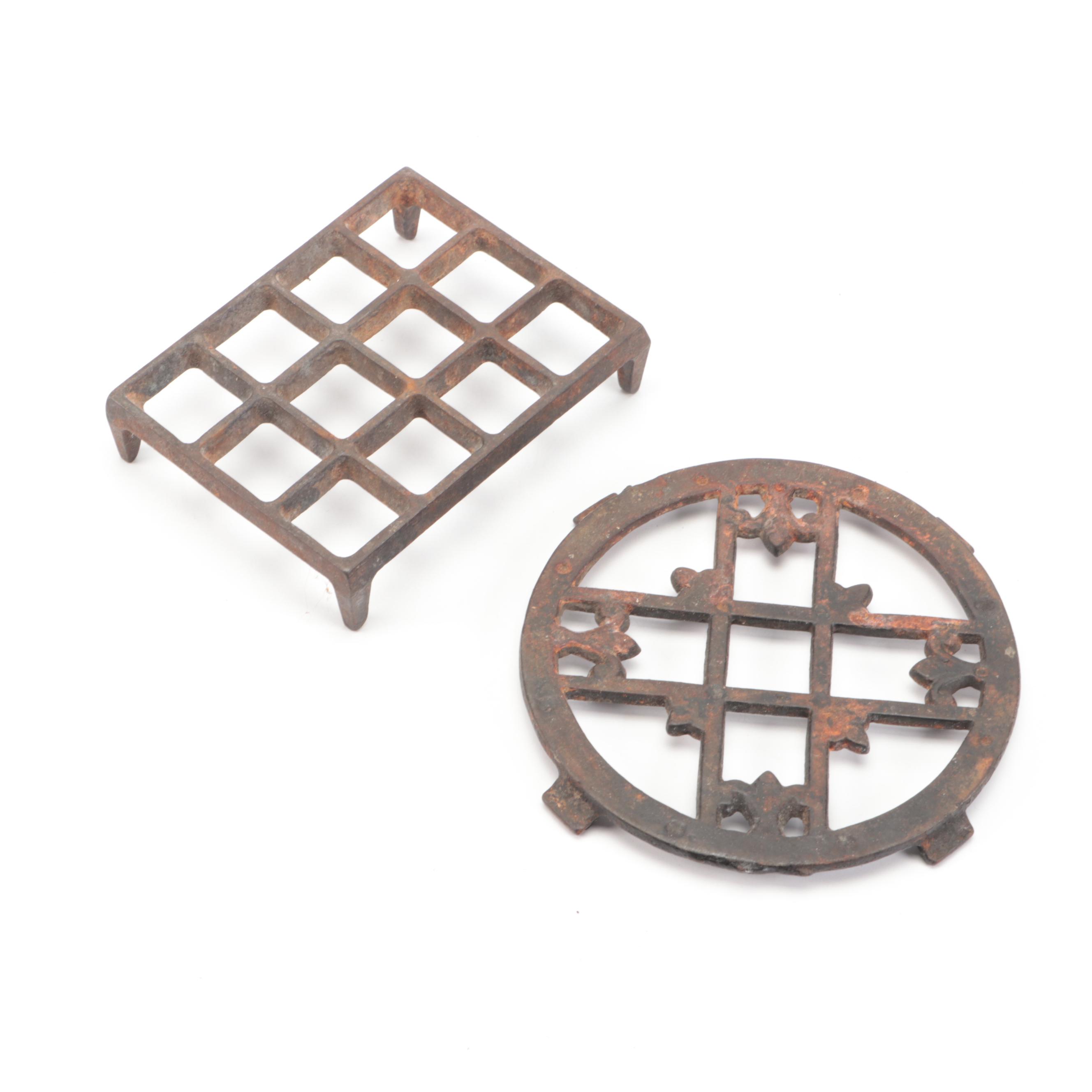 Cast Iron Picture Frame, Cast Iron Trivets, and Cast Iron Decorative Brackets