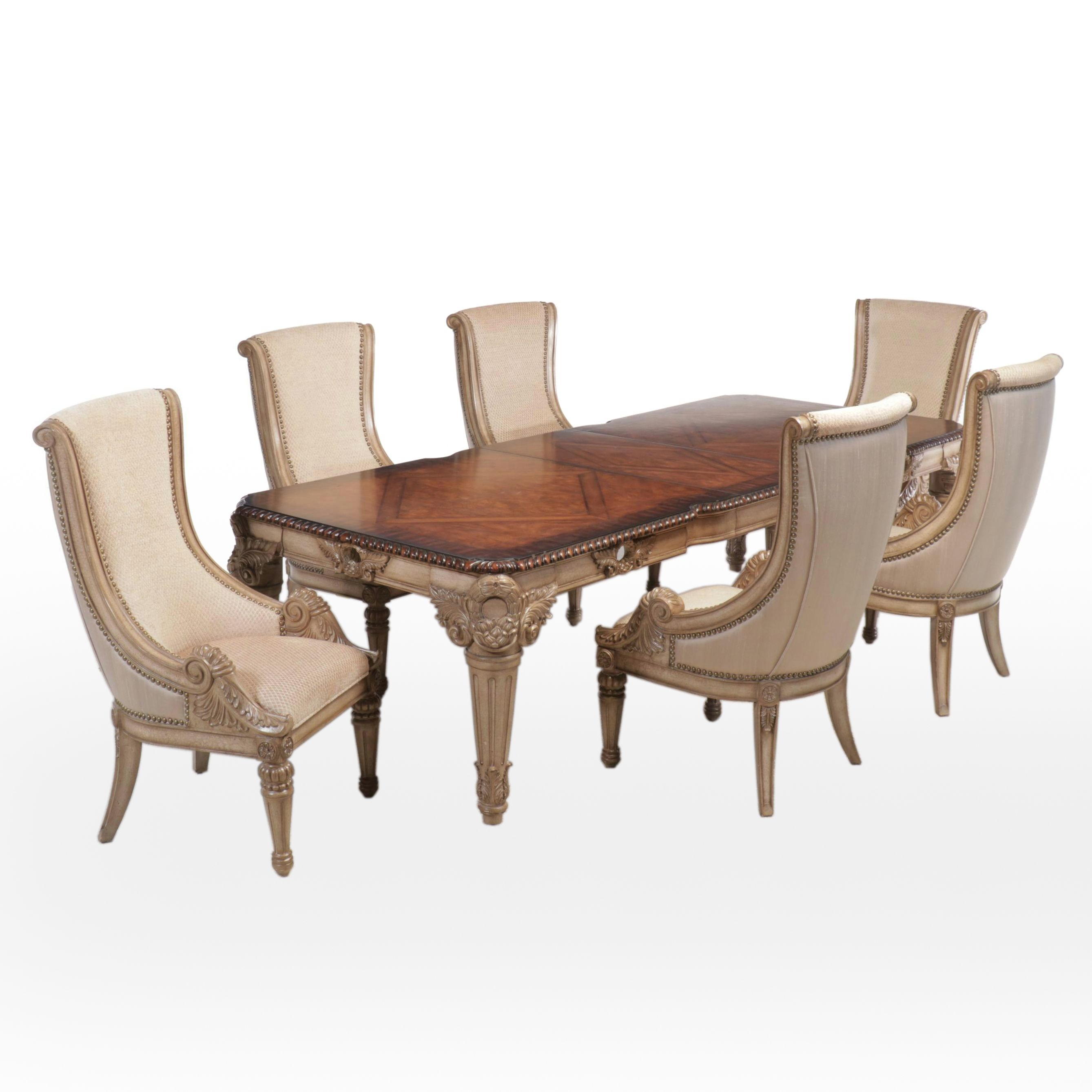 Neoclassical Style Dining Table and Six Chairs