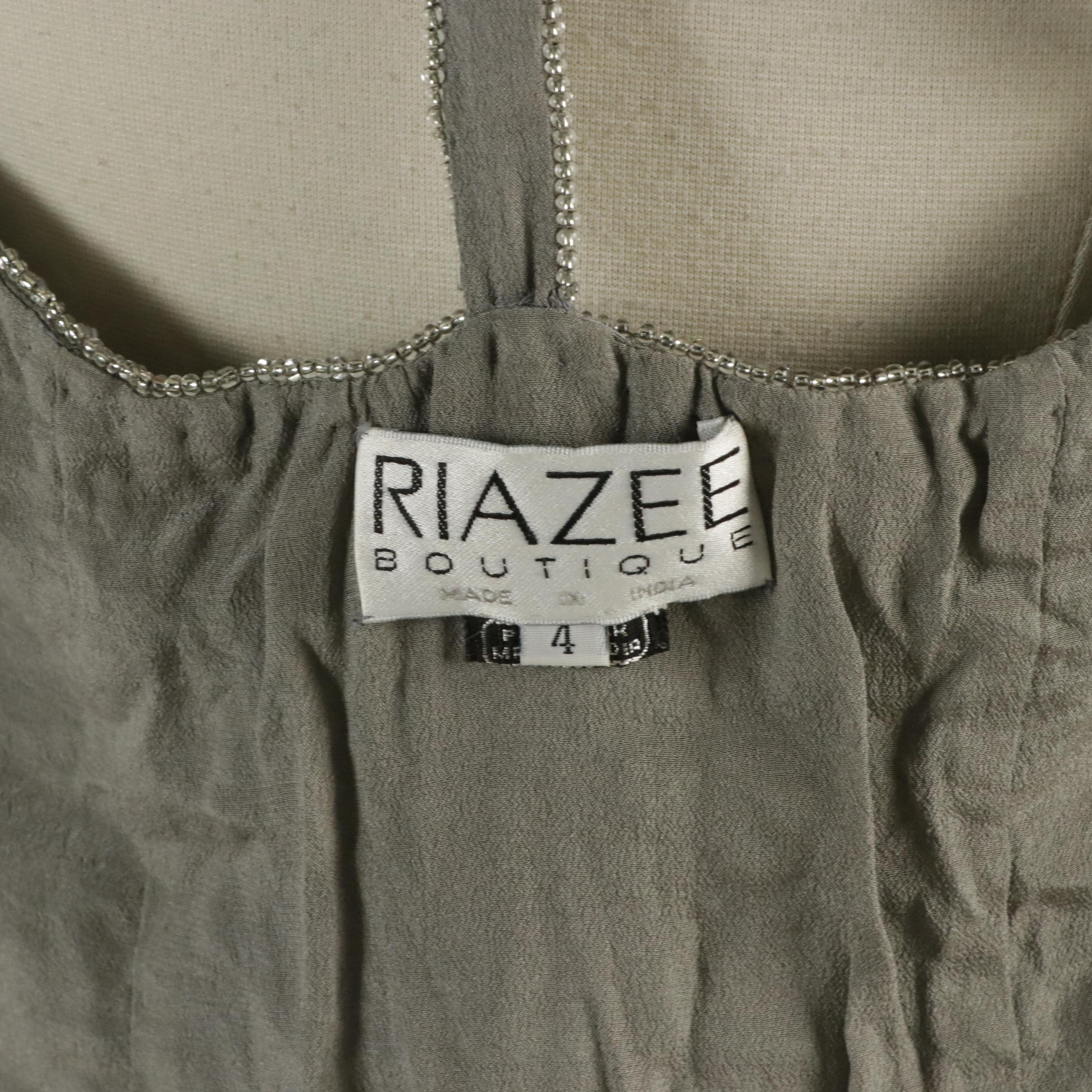 Riazee Boutique Vintage Heavy Bead Embellished Silk Halter Top