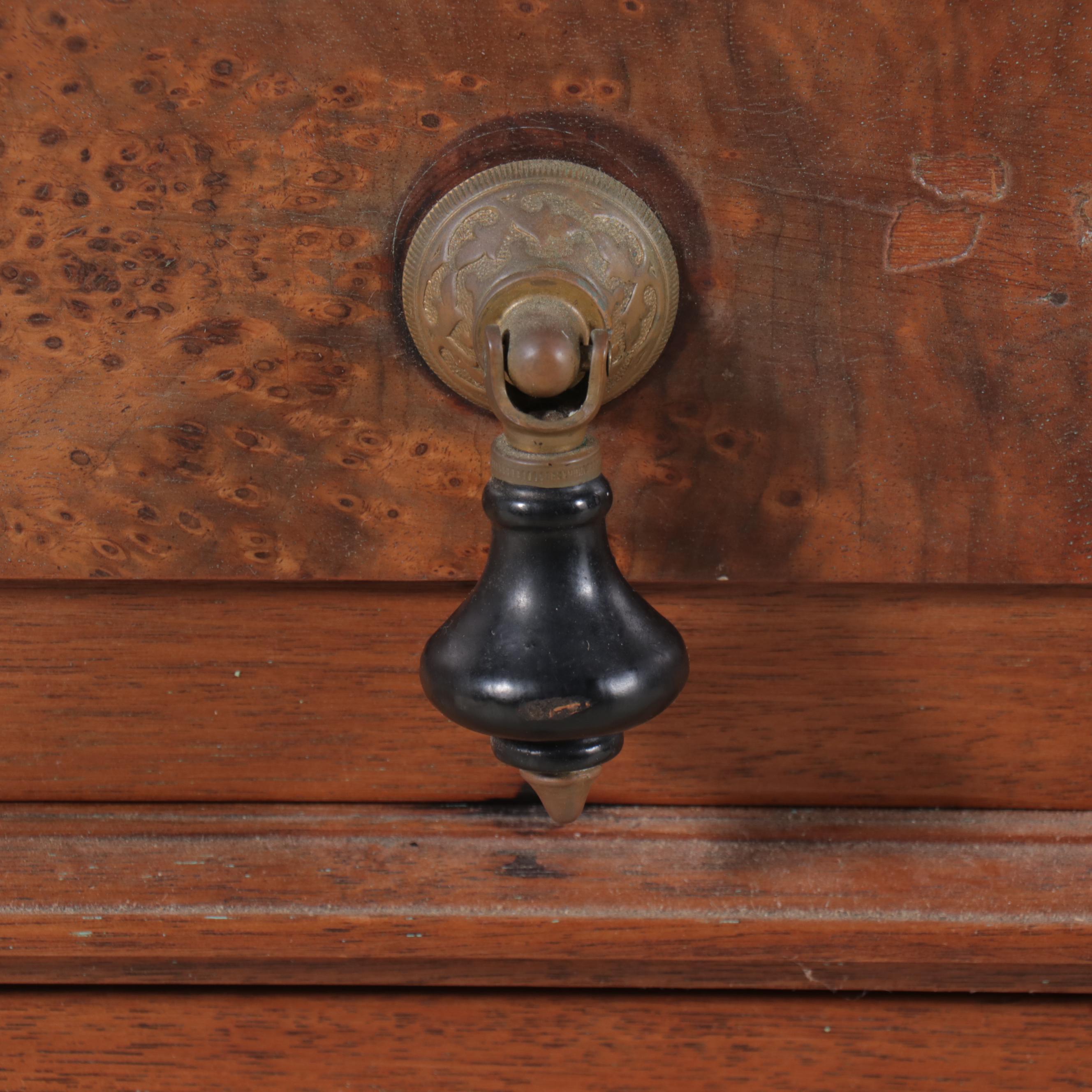 Victorian Walnut and Burl Wood Washstand with Granite Top