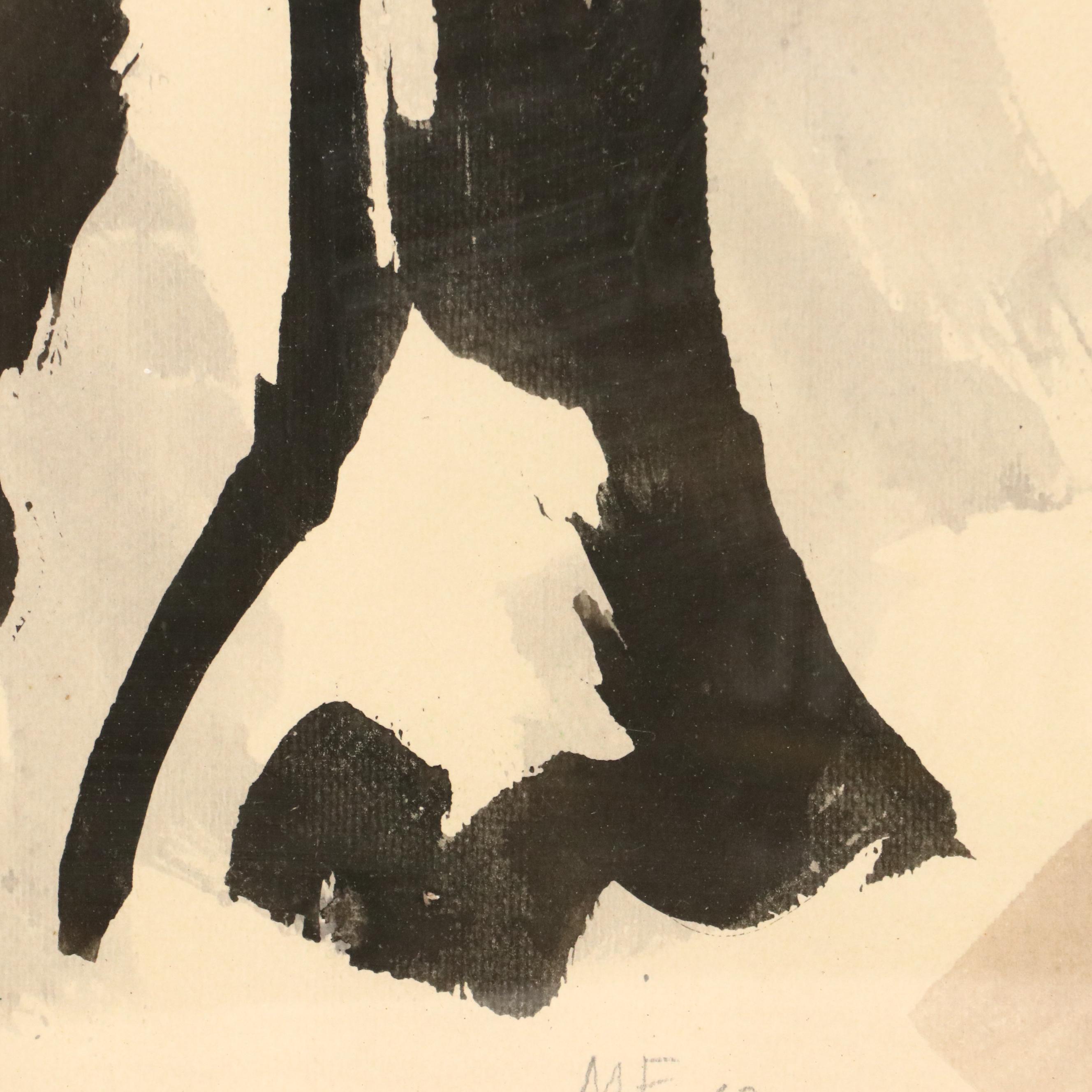 Mildred Fischer Abstract Ink Landscape "Notes from an Olive Grove," 1962