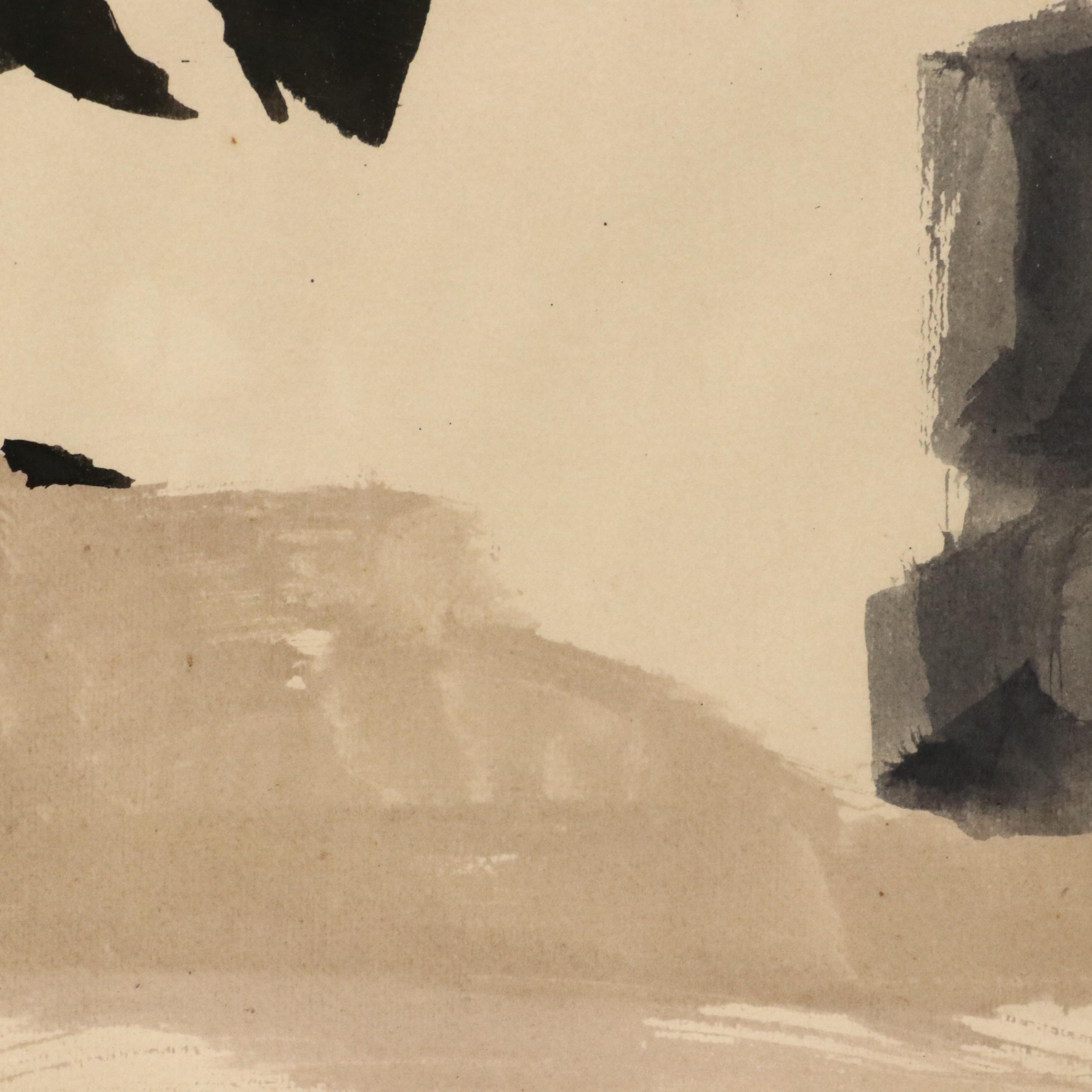 Mildred Fischer Abstract Ink Landscape "Notes from an Olive Grove," 1962