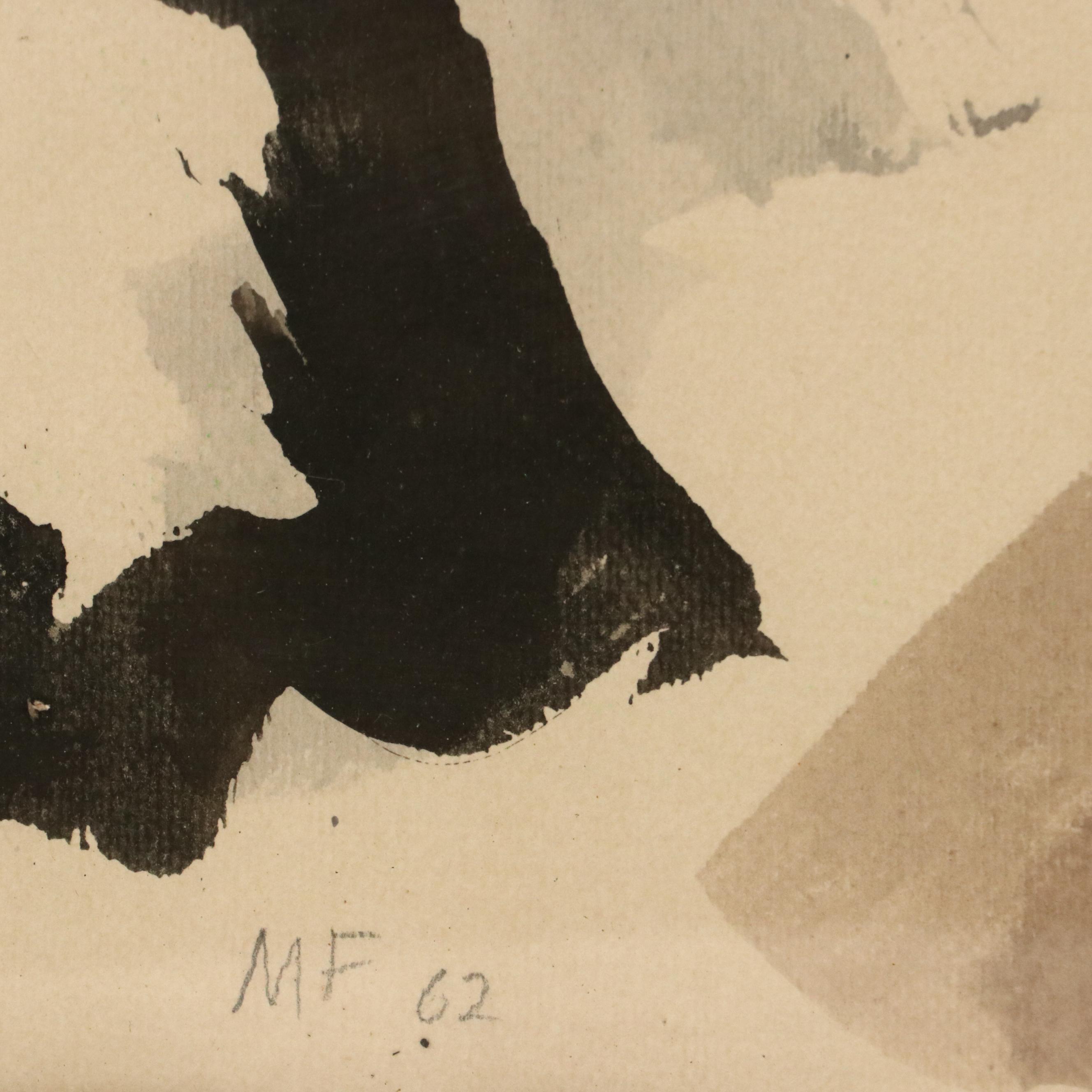 Mildred Fischer Abstract Ink Landscape "Notes from an Olive Grove," 1962