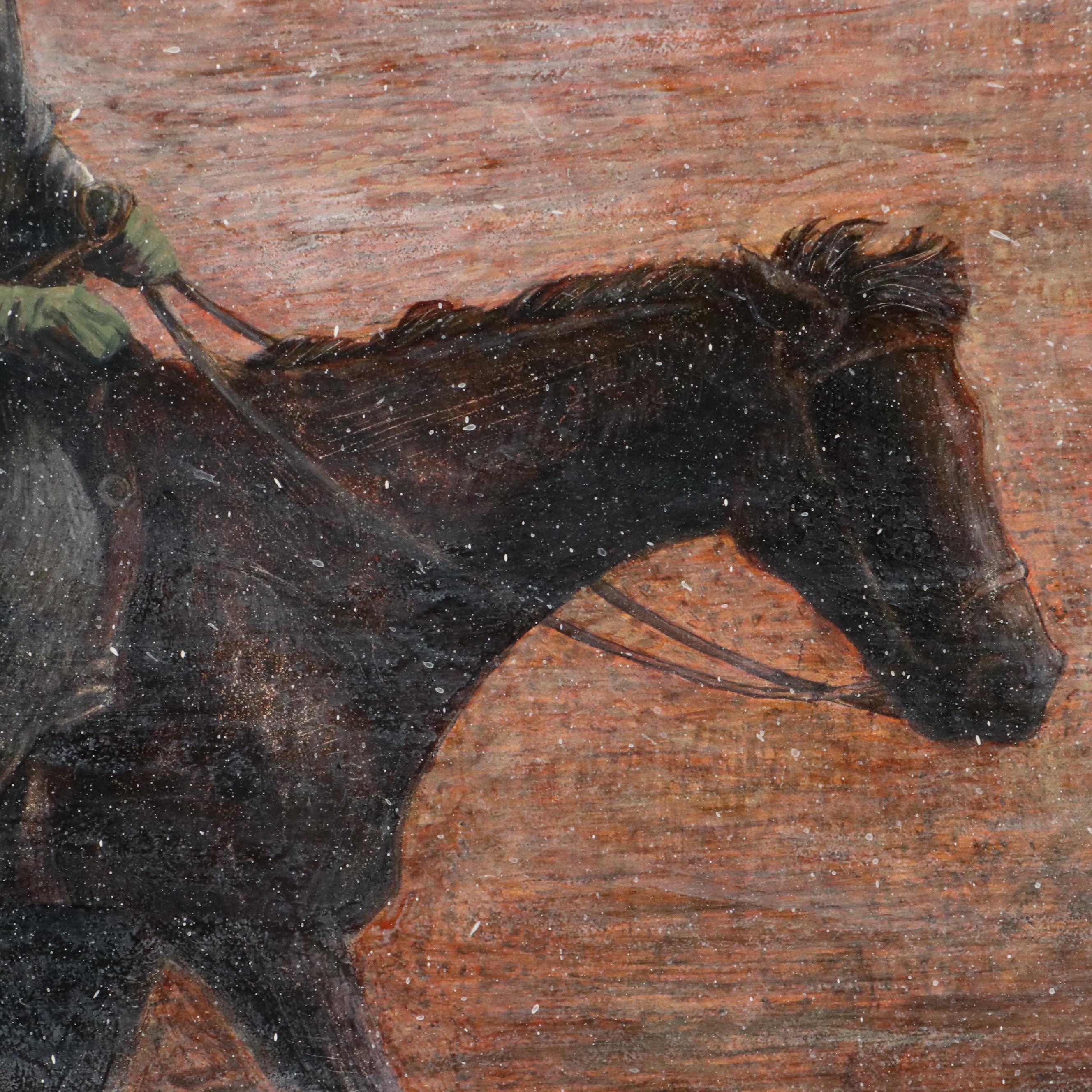 Xiang Zhang Southwest Oil Painting with Rider in Winter Landscape